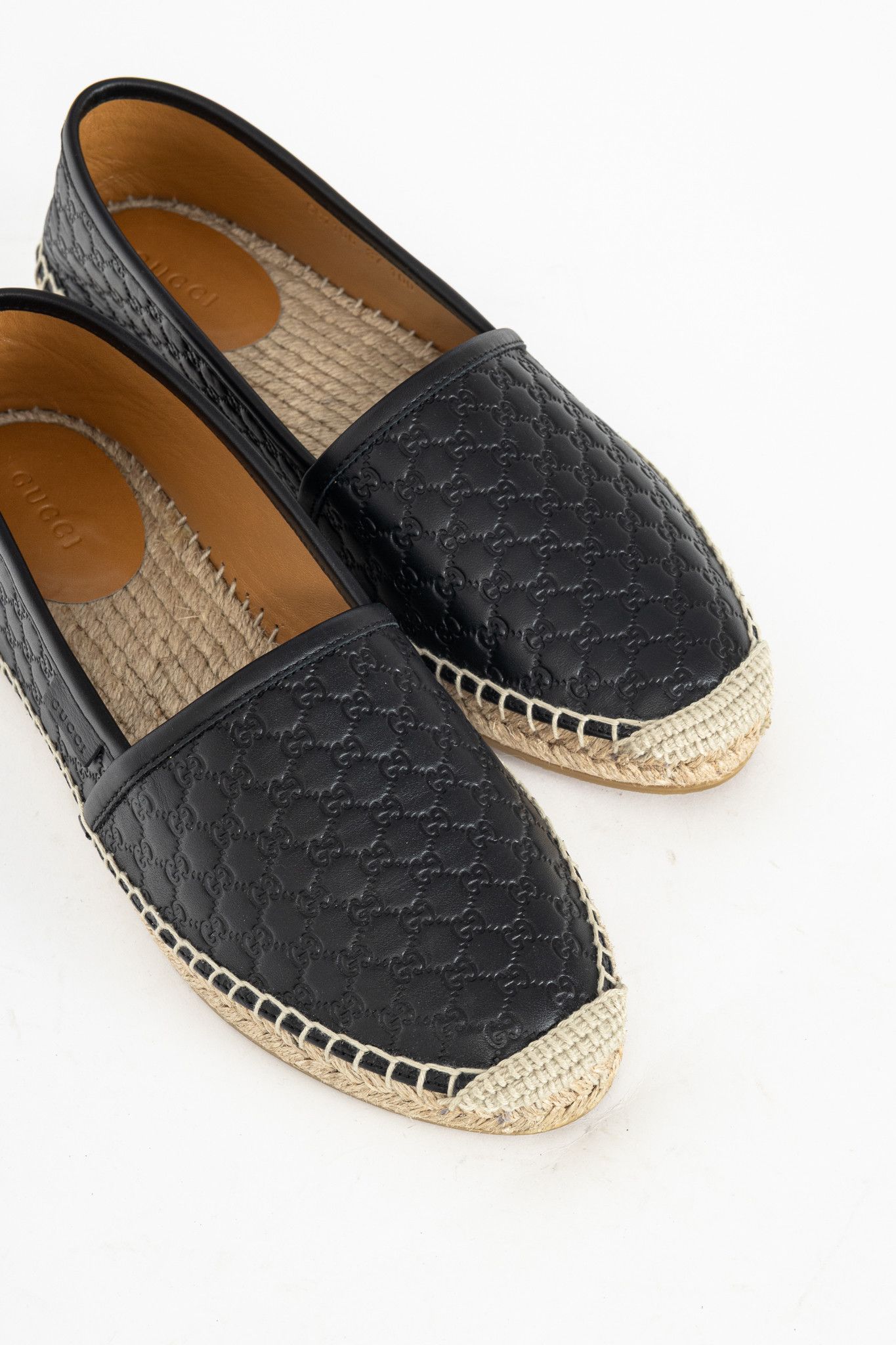 Gucci Gucci Black Microguccissima Leather Flat Espadrilles Size US 6.5 / IT 36.5 - 6 Thumbnail