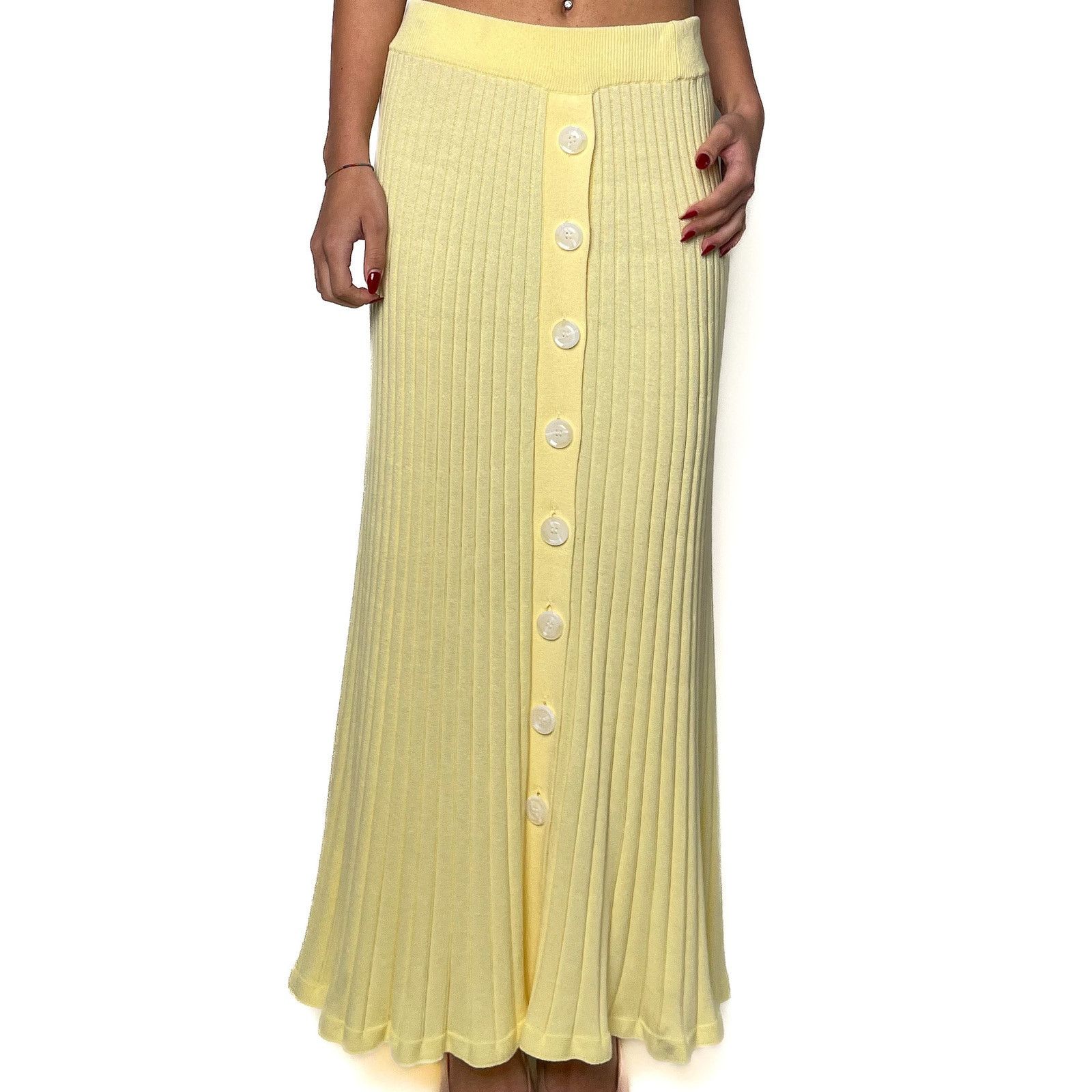 Anna Quan Yellow Button Skirt Size 28" / US 6 / IT 42 - 1 Thumbnail