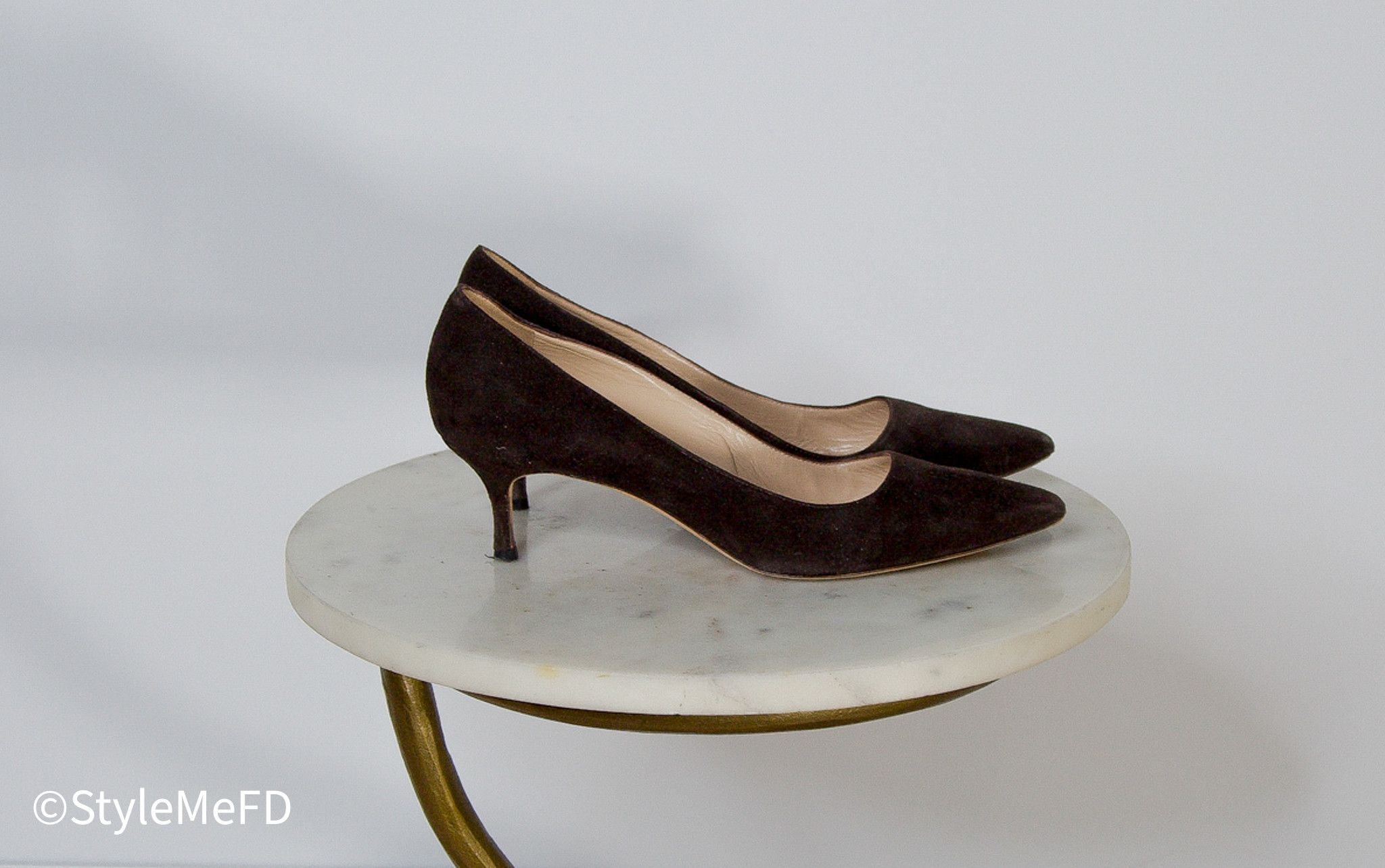 Manolo Blahnik "BB" Brown Suede Kitten Heel