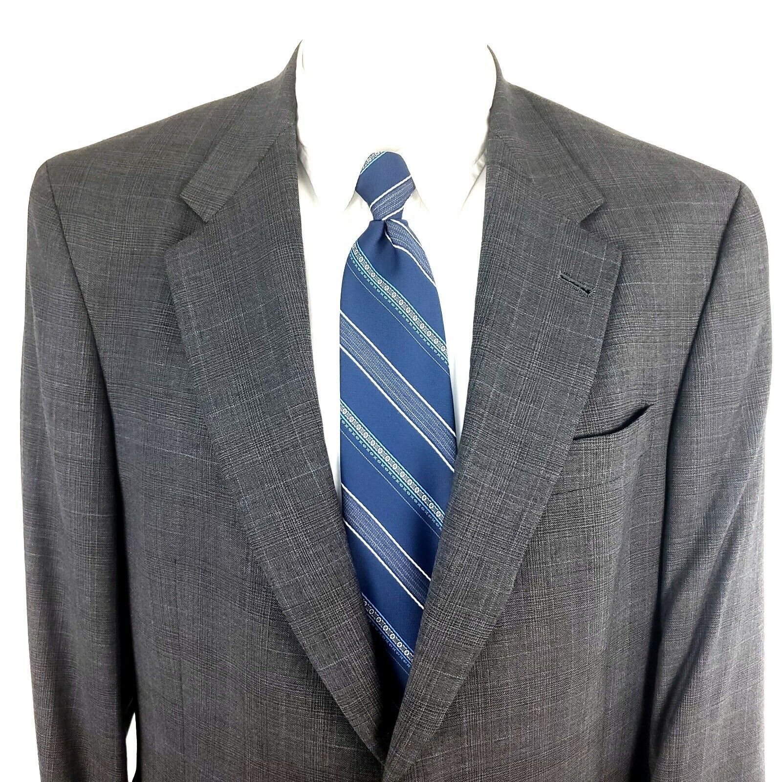 Hart Schaffner Marx Hart Schaffner Marx 44L 2 Button Glen Plaid Windowpane Wool Size 44L - 1 Thumbnail