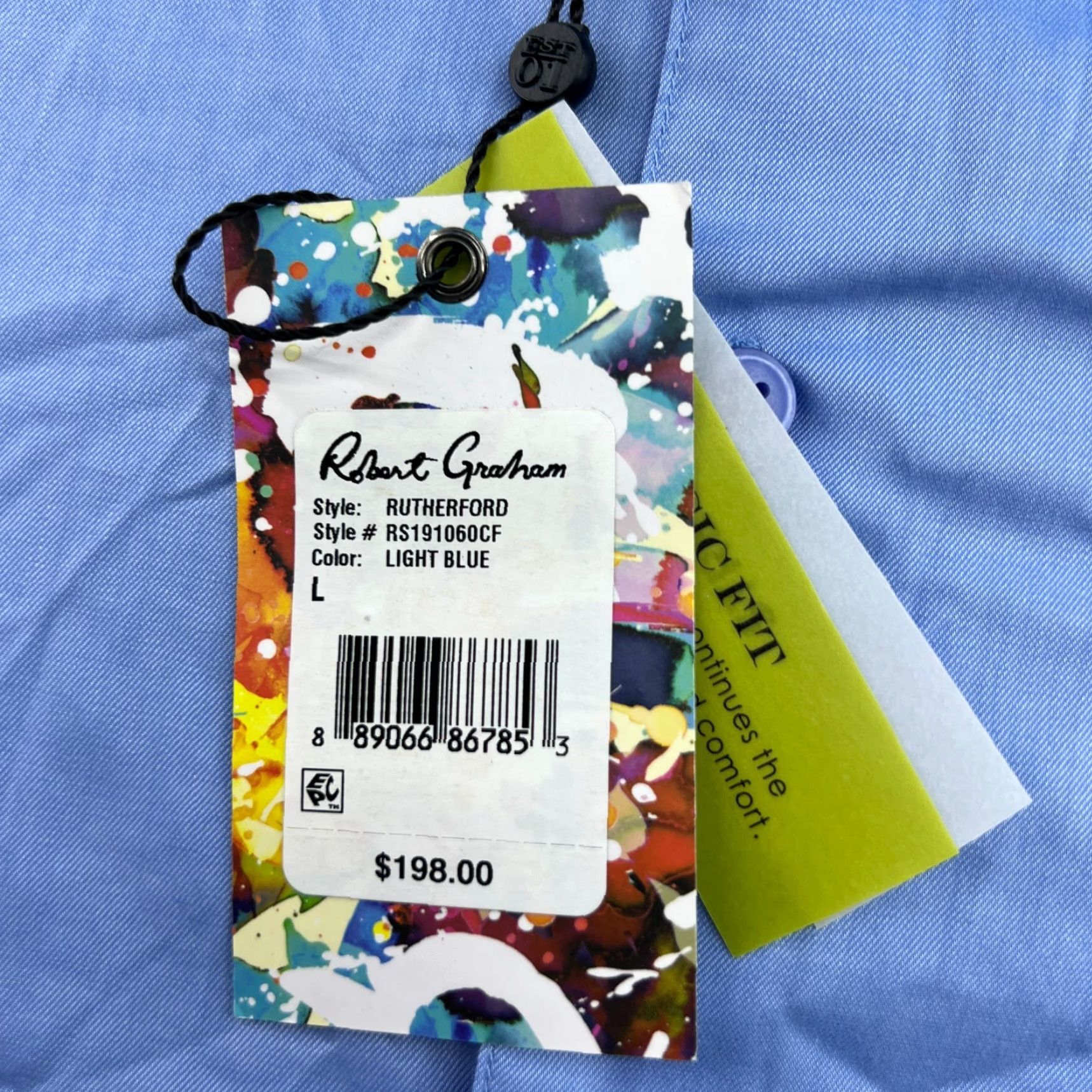 Robert Graham Robert Graham Rutherford Mens Button-Up Shirt L Blue Slim Cotton Canvas Long Sleeve Casual Shirt Mens Size US L / EU 52-54 / 3 - 5 Thumbnail