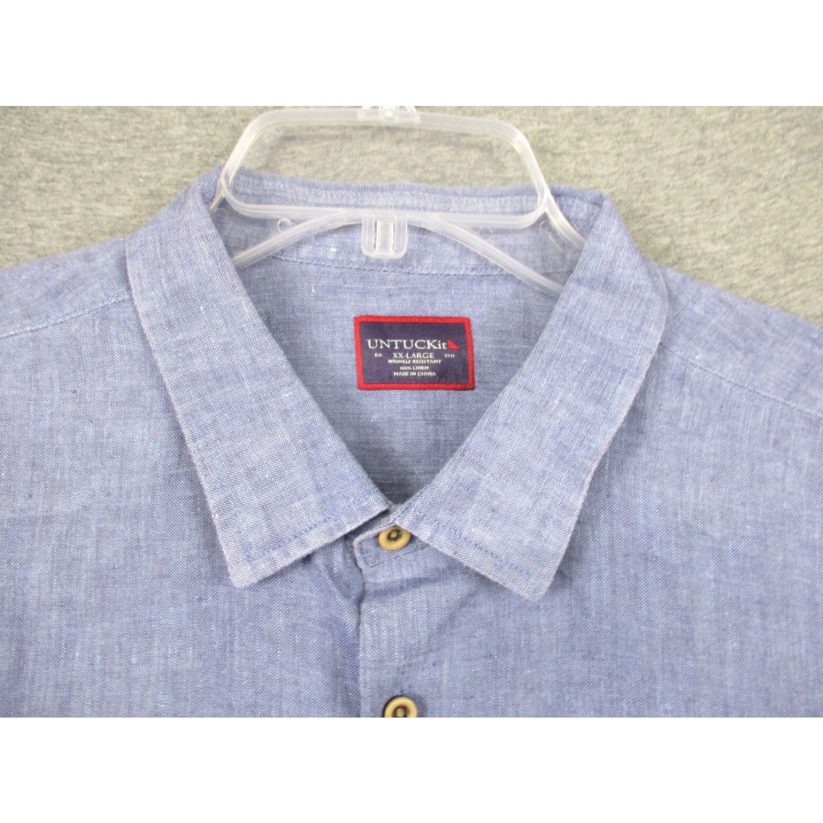 UNTUCKit UNTUCKit Linen Shirt Men's XXL Heathered Blue Long Sleeve Button-Up Collared Shirt Badges: N/A Size US XXL / EU 58 / 5 - 2 Thumbnail