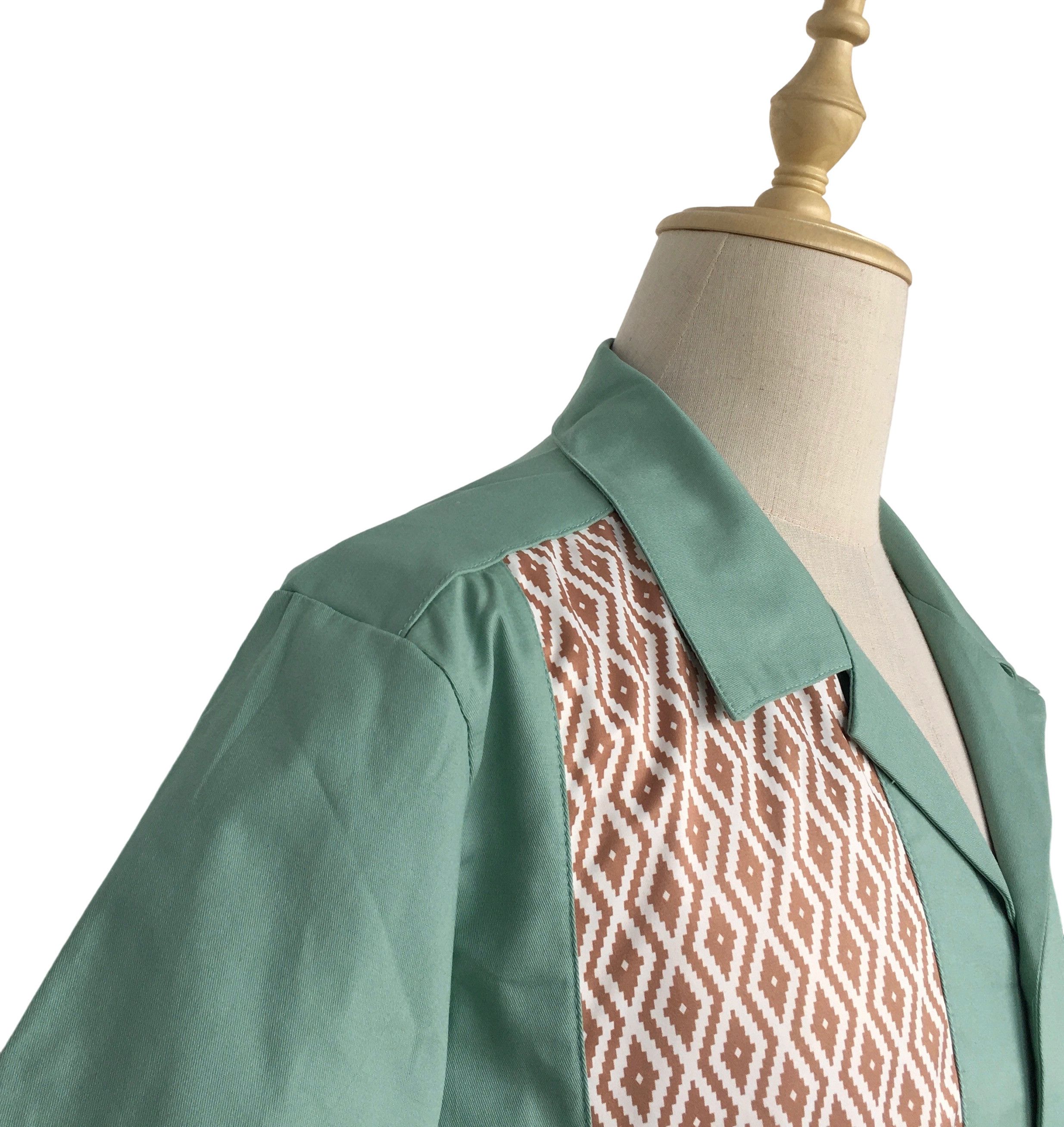 Other Mint Green Bowling Shirts Diamond Pattern Vintage Style Size US XXL / EU 58 / 5 - 7 Thumbnail