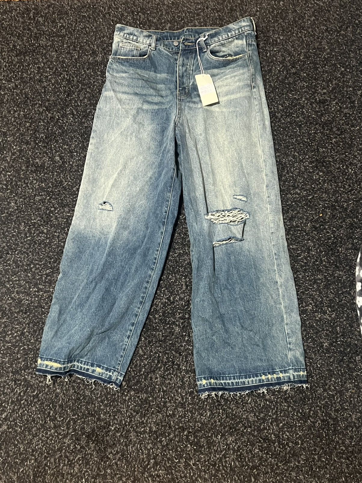 MNML MNML Baggy Rave Denim Distressed Size US 33 - 1 Thumbnail