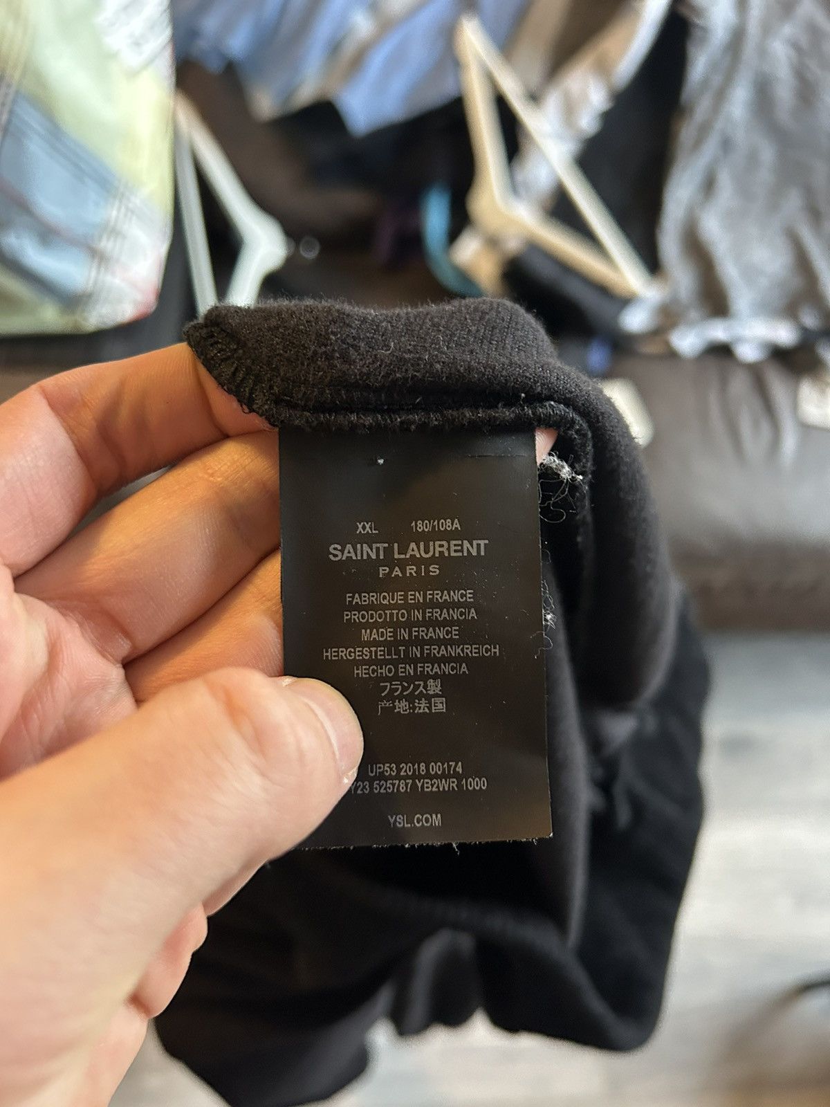 Saint Laurent Paris Distressed Velvet Hoodie Size US L / EU 52-54 / 3 - 9 Thumbnail