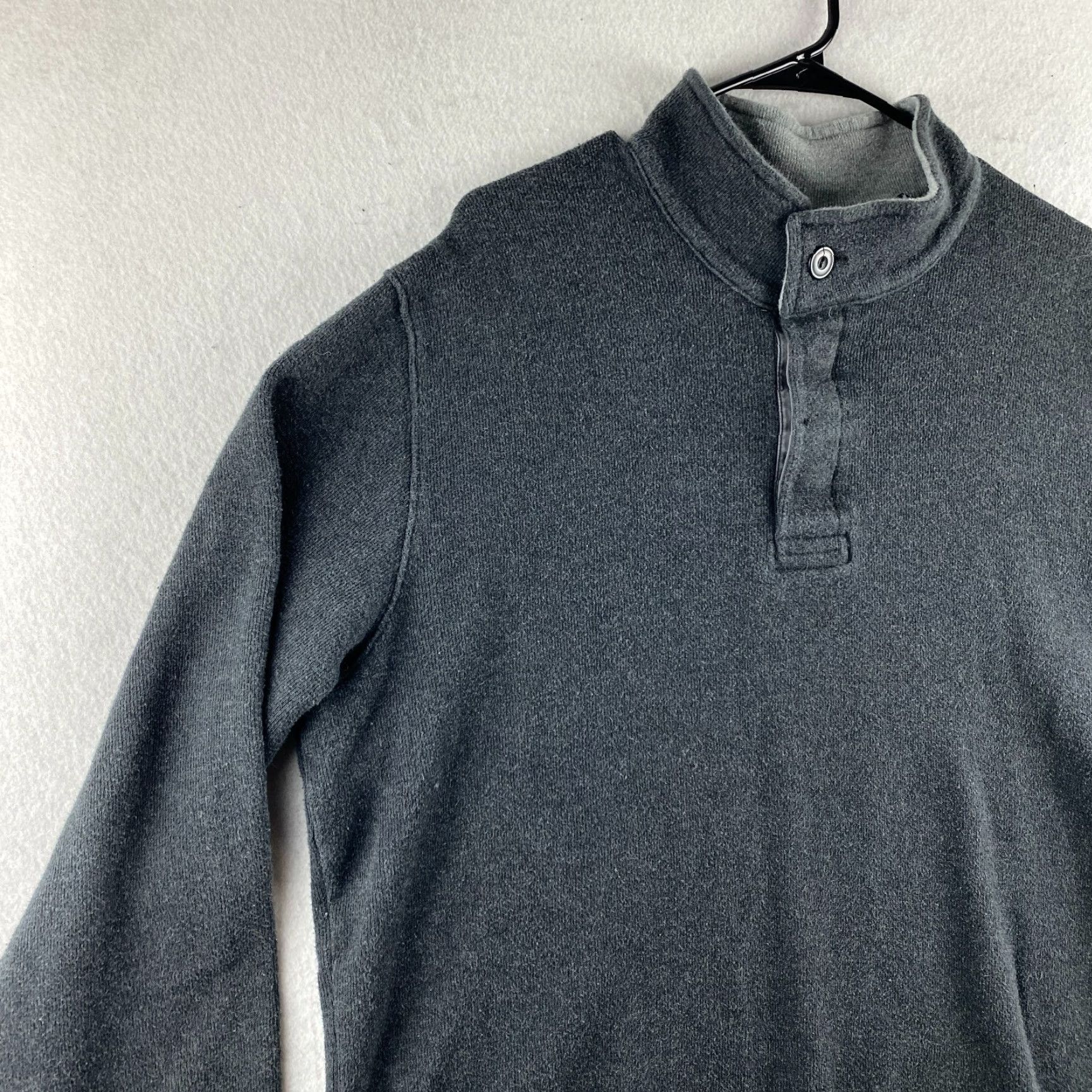Lands' End Lands' End Sweater Mens Large L Gray 1/4 Button Pullover Fleece Long Sleeve Regular Fit Casual Modern Mens Size US L / EU 52-54 / 3 - 4 Thumbnail