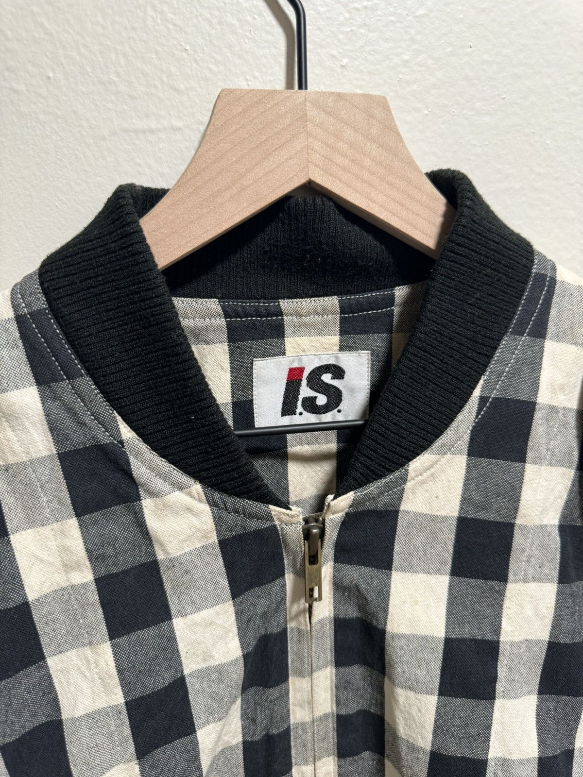 Issey Miyake 1980s iS Logo Black Check Gingham Bomber Jacket Size US L / EU 52-54 / 3 - 2 Thumbnail