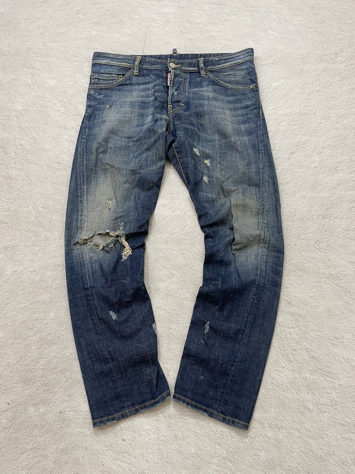 Japanese Brand 2000s Dsquared Mudwash Denim Ripped Jeans Distressed Y2K If6 Size US 34 / EU 50 - 1 Thumbnail