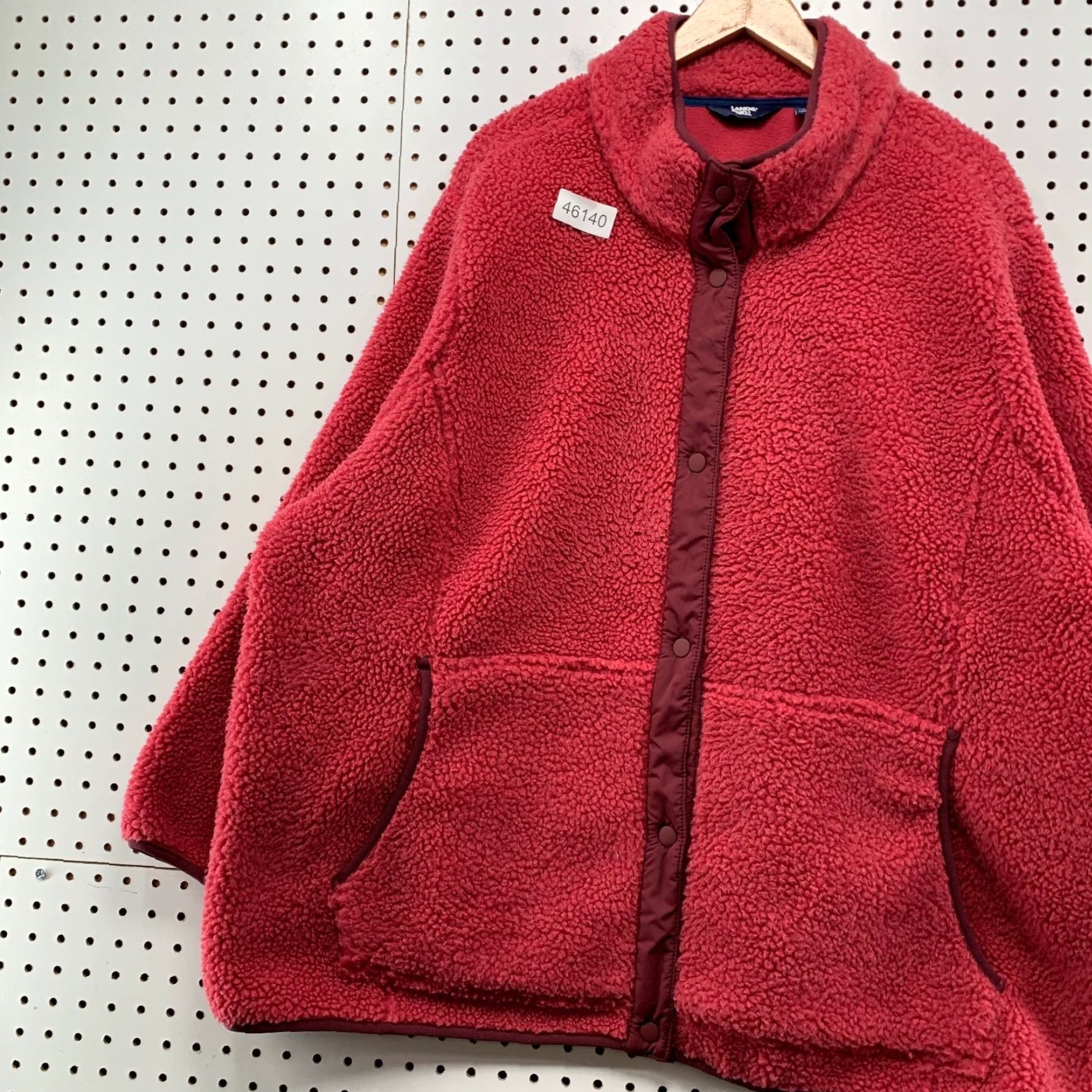 Vintage L.L. Bean Sherpa Jacket Womens Plus 3X Red Fleece Deep Pile Snap Cozy Jacket Size XXL / US 16-18 / IT 52-54 - 6 Thumbnail