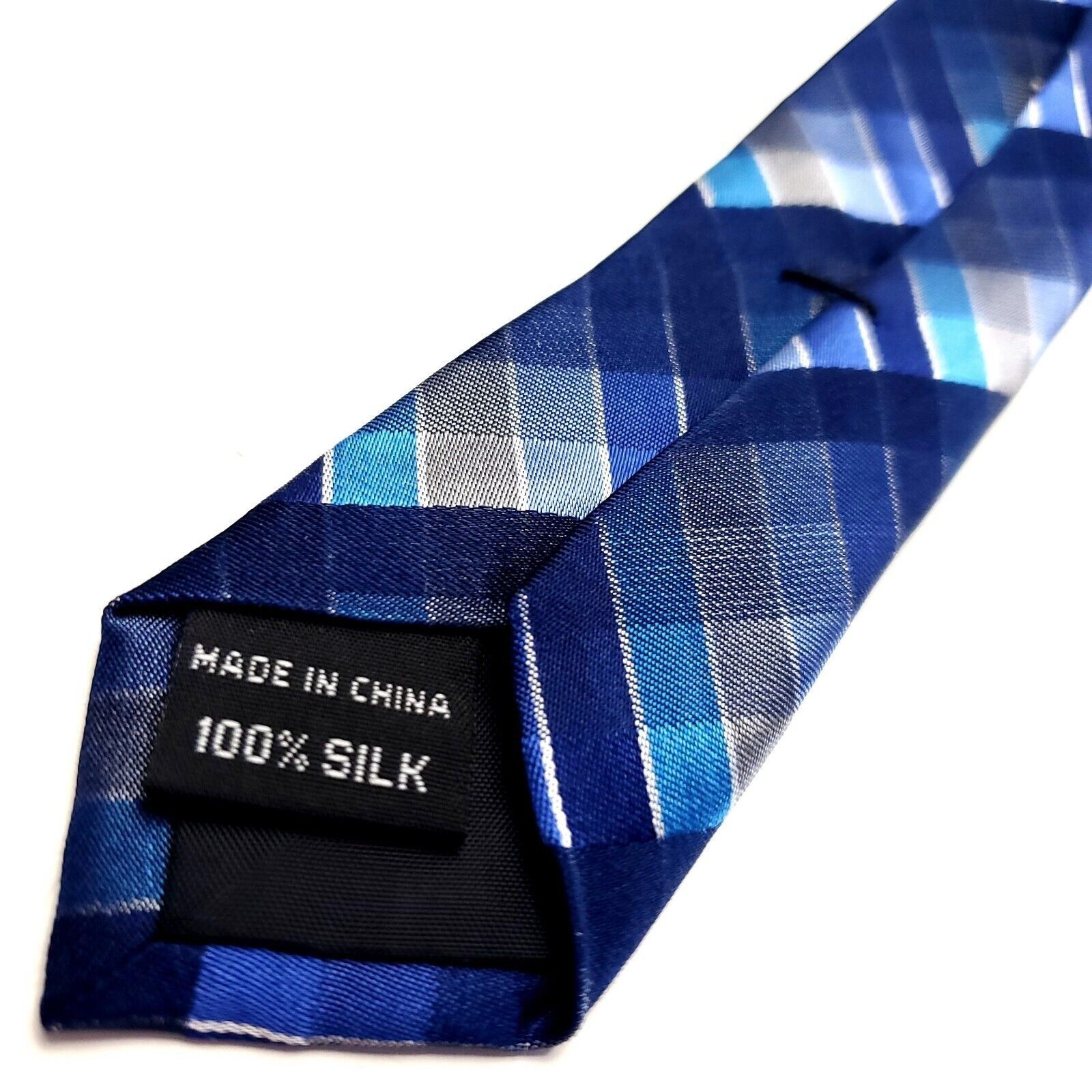Van Heusen Van Heusen Blue Silk Tie Woven Check Size ONE SIZE - 5 Thumbnail