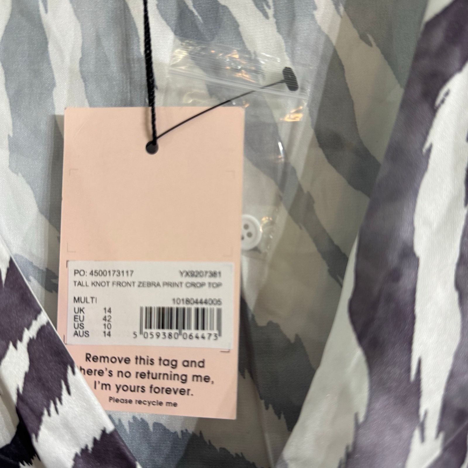 Other Misguided Tall Knot Front Zebra Print Crop Top Size 10 New Size L / US 10 / IT 46 - 3 Thumbnail