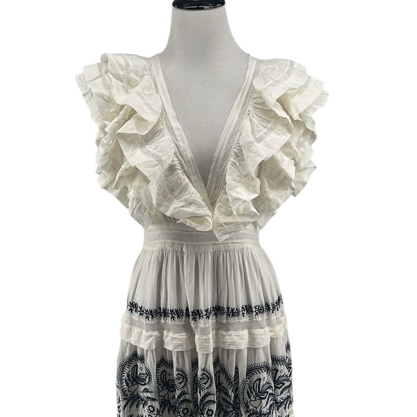 Ulla Johnson Ulla Johnson Marjorie Embroidered Tiered Ruffle Maxi Dress Size XS / US 0-2 / IT 36-38 - 2 Thumbnail