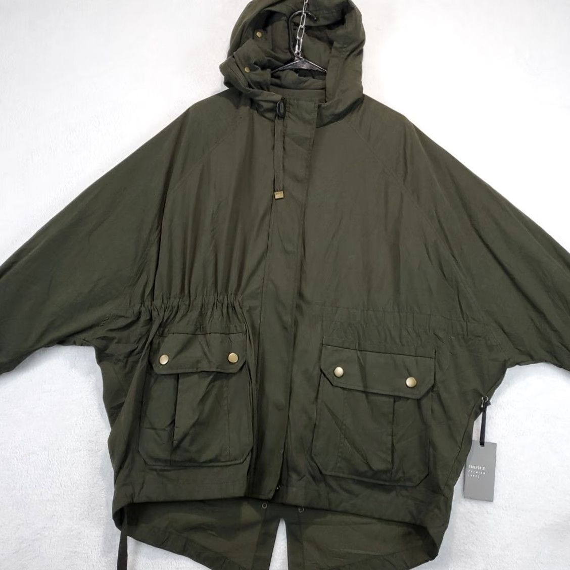 Forever 21 FOREVER 21 Olive Green Military Jacket Women's L Hooded Gorpcore Casual Travel Workwear Military Jacket Size L / US 10 / IT 46 - 2 Thumbnail