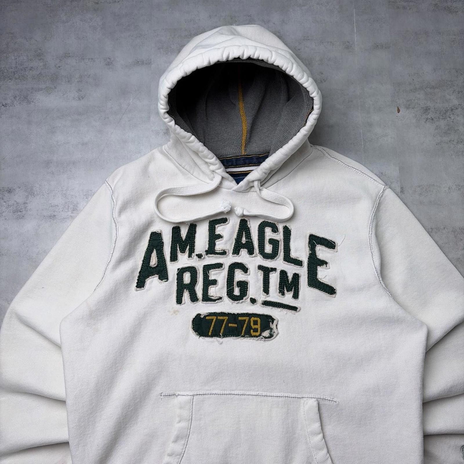 American Eagle Outfitters Y2K White American Eagle Grunge Heavyweight Thermal Hoodie Size US XL / EU 56 / 4 - 2 Thumbnail