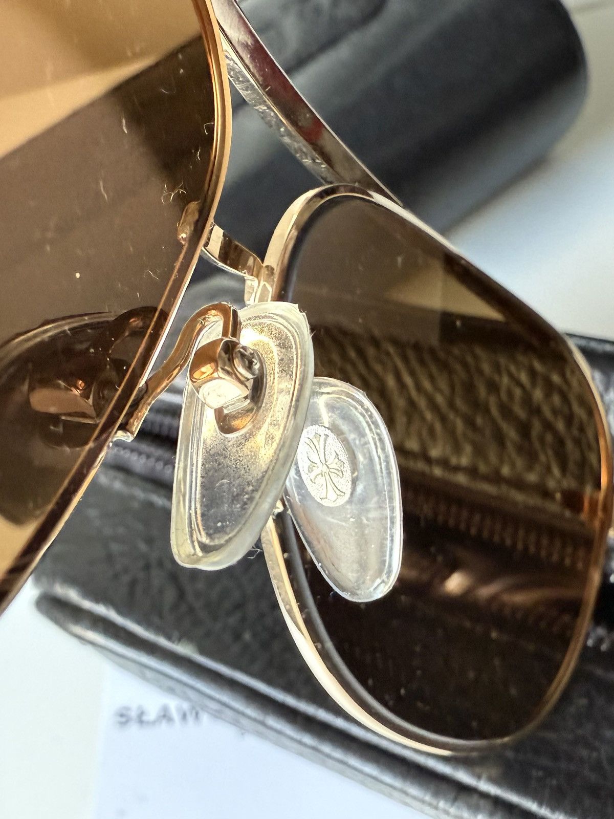 Chrome Hearts Chrome Hearts 14k gold plated leather aviator sunglasses Size ONE SIZE - 6 Thumbnail