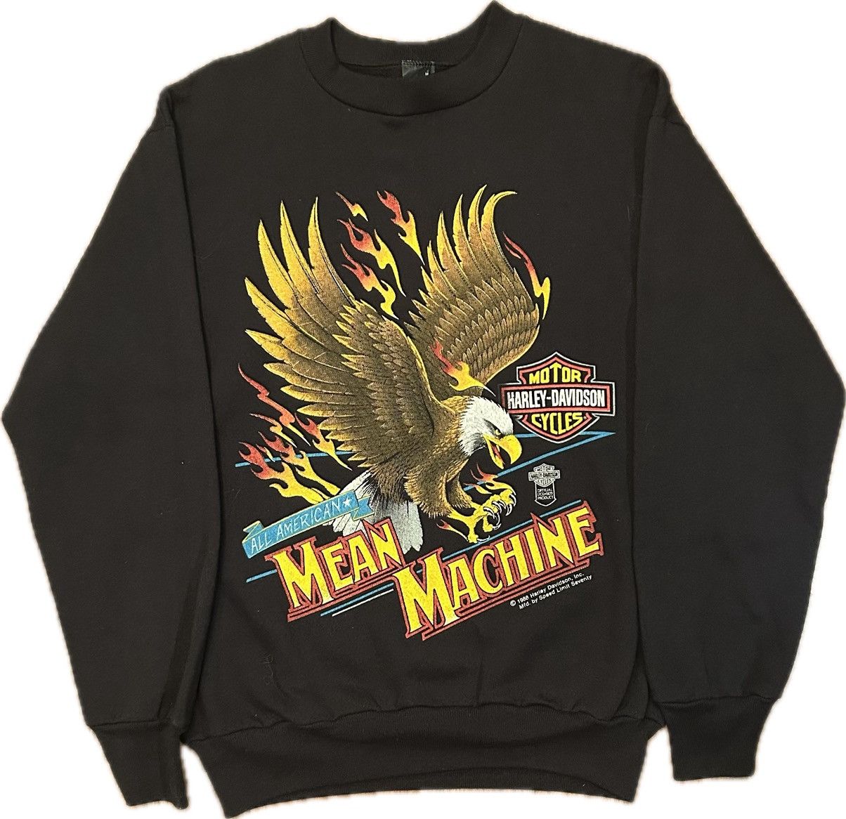 Harley Davidson Vintage 1988 Harley-Davidson “Mean Machine” Eagle Crewneck Size US M / EU 48-50 / 2 - 2 Thumbnail