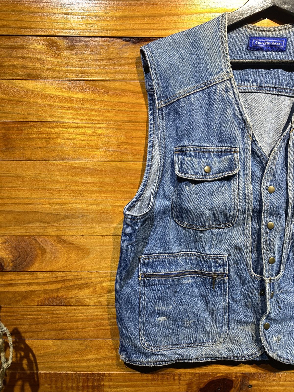 Vintage Vintage Country Life Blue Denim Utility Vest Workwear Style Size US L / EU 52-54 / 3 - 7 Thumbnail