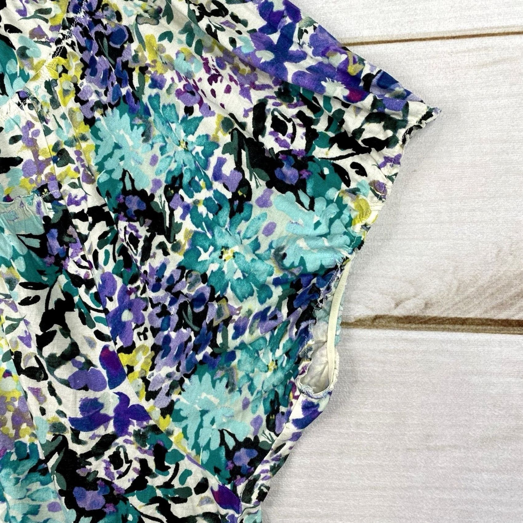 Vintage Ana Womens 3X Blouse Puff Sleeve Scoop Neck Pullover Floral Boho Peasant Stretch Rayon Casual Party/Cocktail Travel Fall Spring Womens Size XXL / US 16-18 / IT 52-54 - 4 Thumbnail