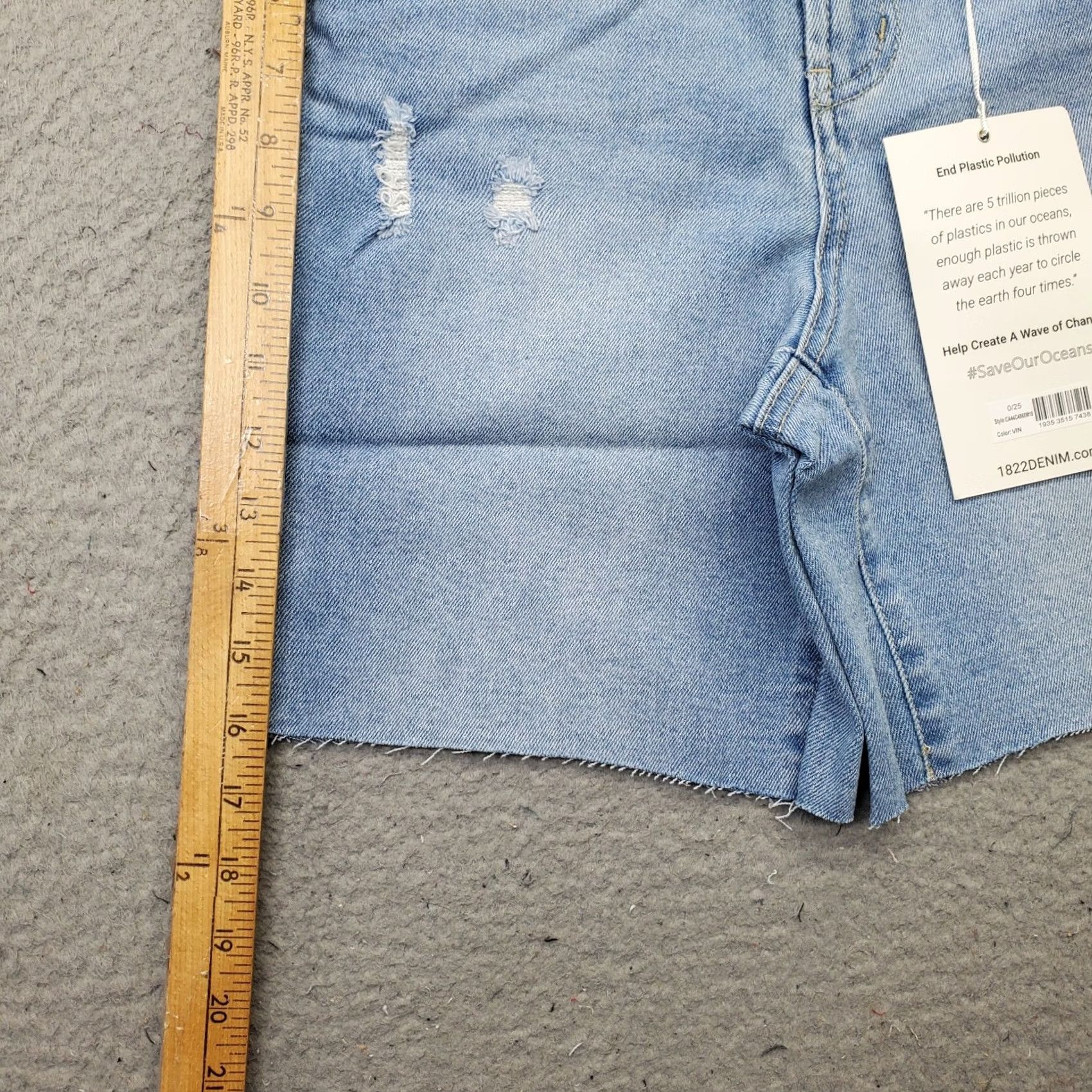 Vintage 1822 Denim Womens Size 0 Blue Mid Thigh Shorts Distressed High Rise Bermuda Stretch Denim Shorts Size 25" / US 0 / IT 36 - 3 Thumbnail