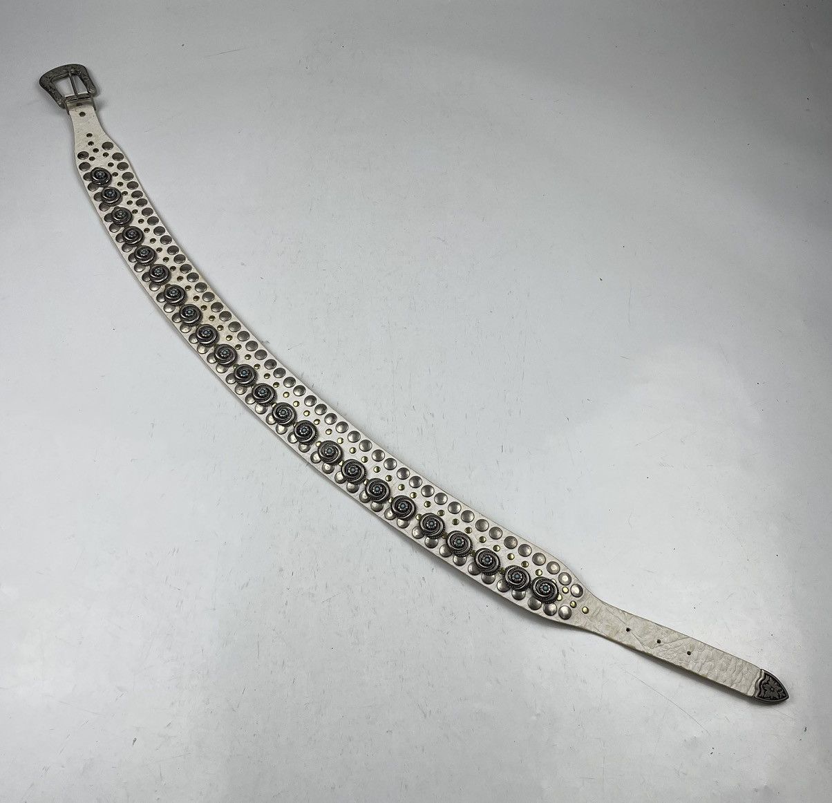 Japanese Brand rare designs nanni studded leather belt made in italy tc31 Size 34 - 2 Thumbnail