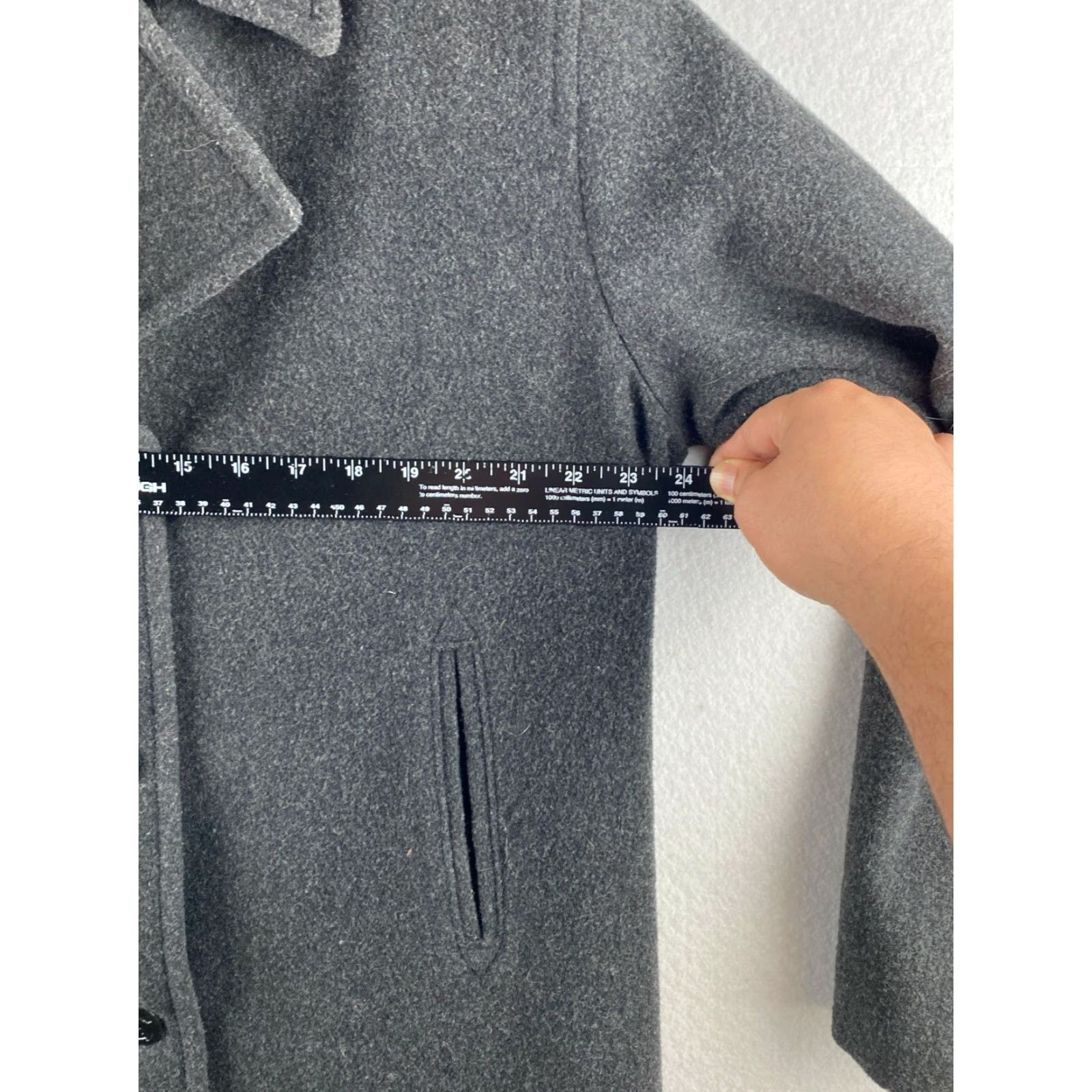 Vintage VINTAGE J. Percy Pea Coat Womens 14 Merino Wool Button-Up Coat Long Sleeve Gray 100% Merino Wool Blended All Seasons Pockets Dry Clean Only Womens Size XL / US 12-14 / IT 48-50 - 3 Thumbnail