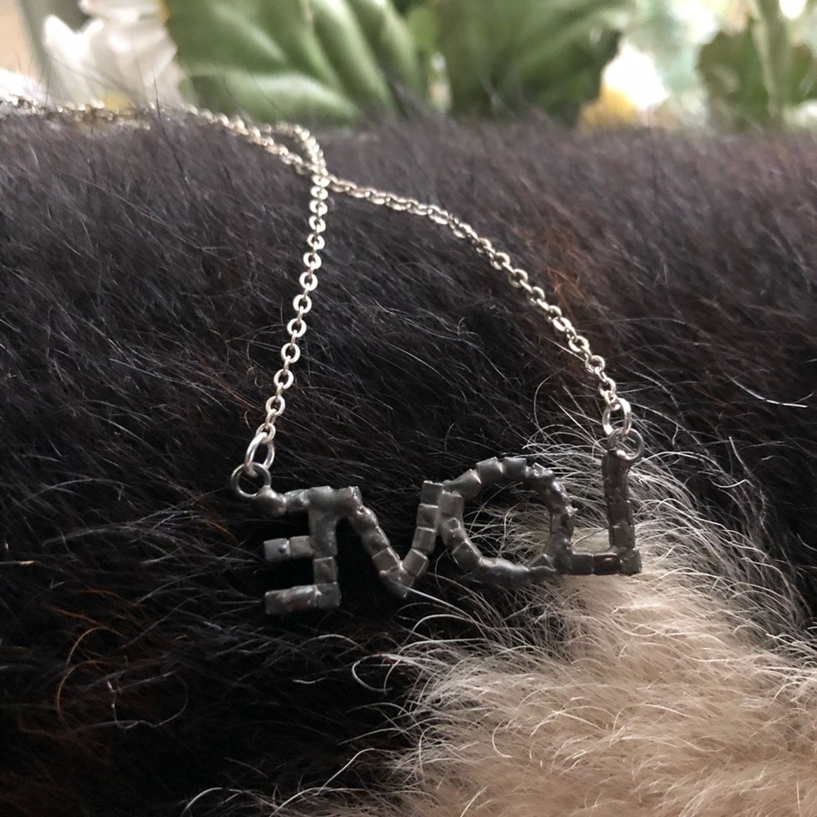 Vintage Vintage 70s clear rhinestone “LOVE” silver chain necklace Size ONE SIZE - 6 Thumbnail