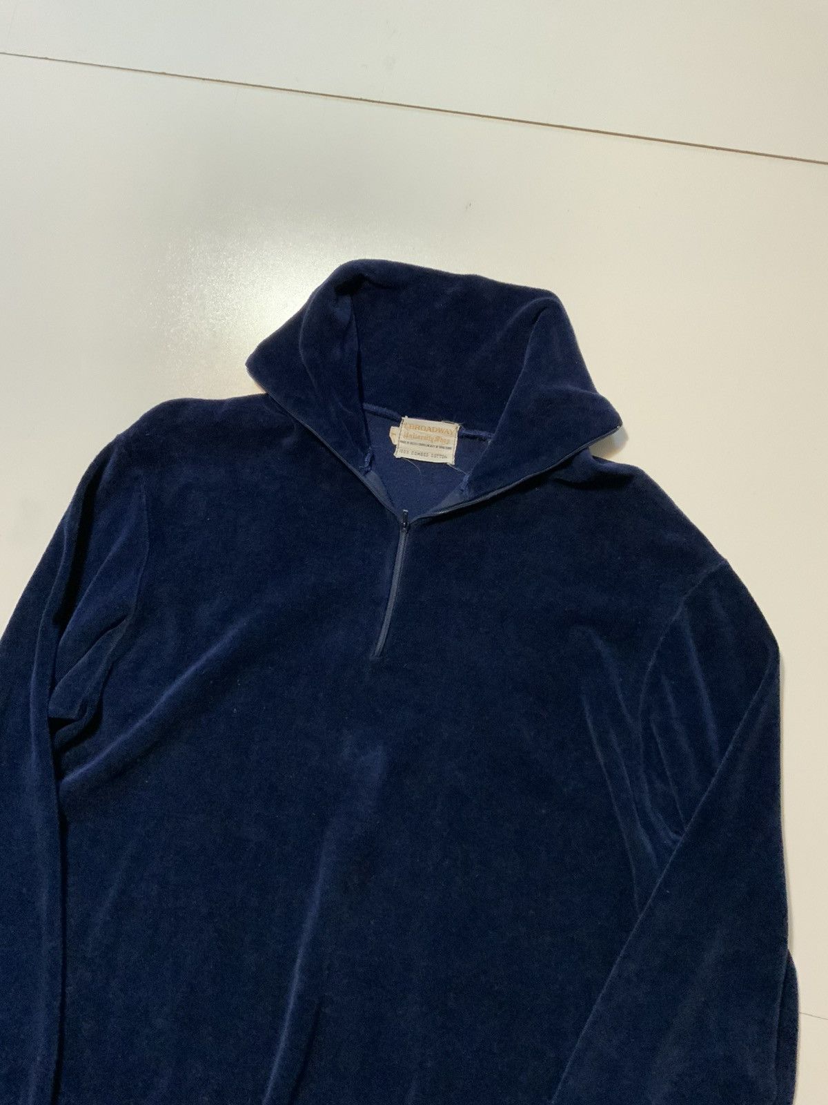 Vintage Vintage 70s The Broadway University Shop Velour Zip Pullover Size US L / EU 52-54 / 3 - 3 Thumbnail