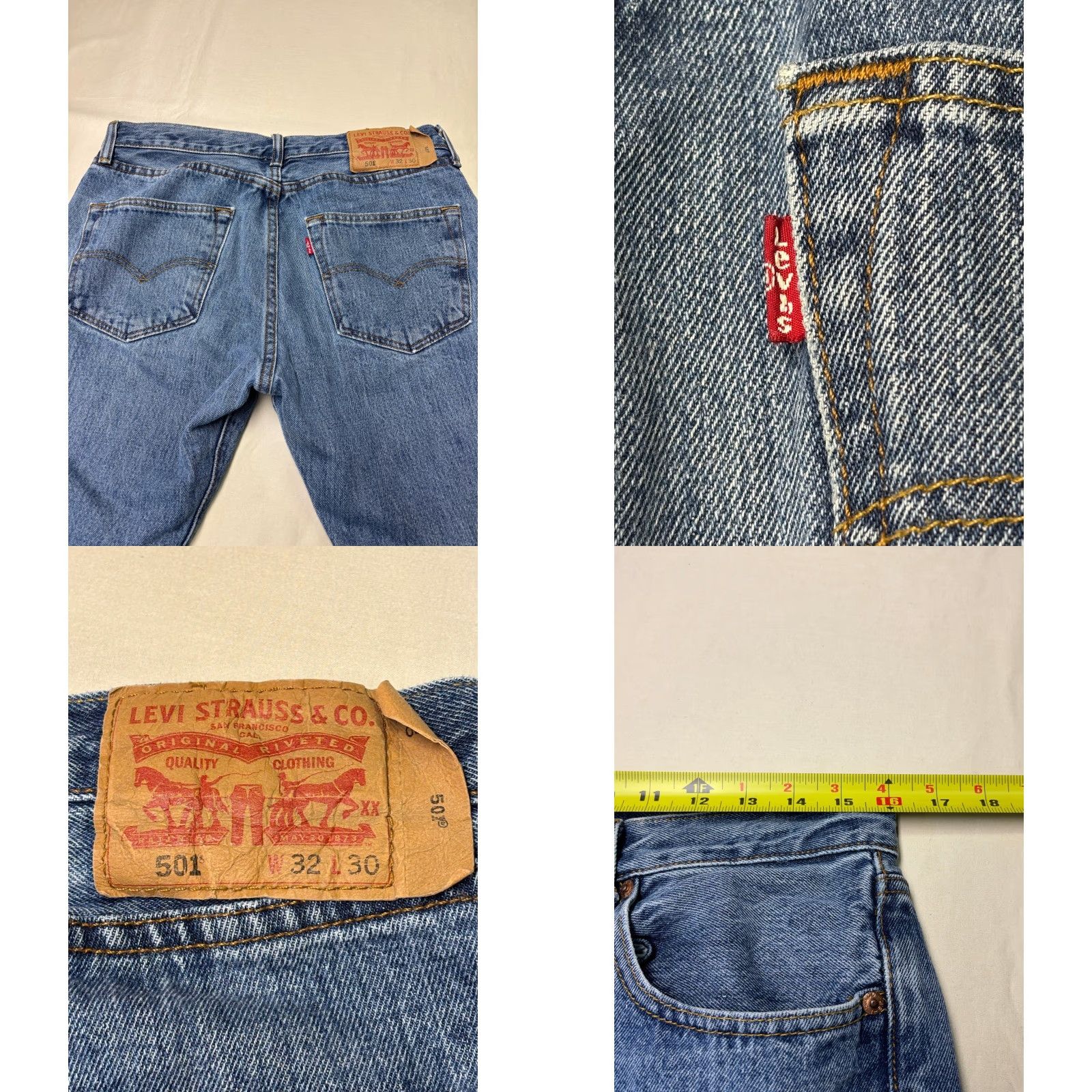 Levi's Levi's 501 Original Fit Jeans Mens Blue Denim Straight Leg Button Fly 32W 30L Size US 32 / EU 48 - 8 Thumbnail