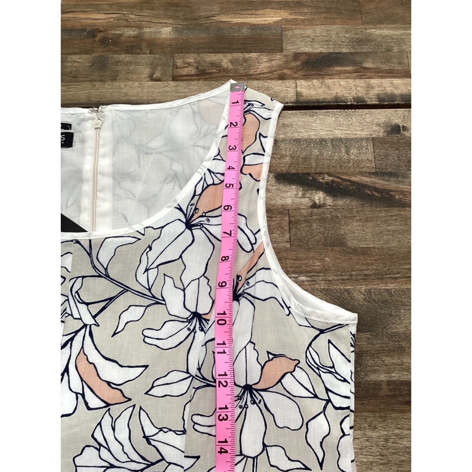 Jones New York Jones New York Linen Dress Women 12 Handkerchief Hem Sleeveless Floral Stone Combo Beige Knee Length A-Line Zip Placeholder? Size XL / US 12-14 / IT 48-50 - 7 Thumbnail