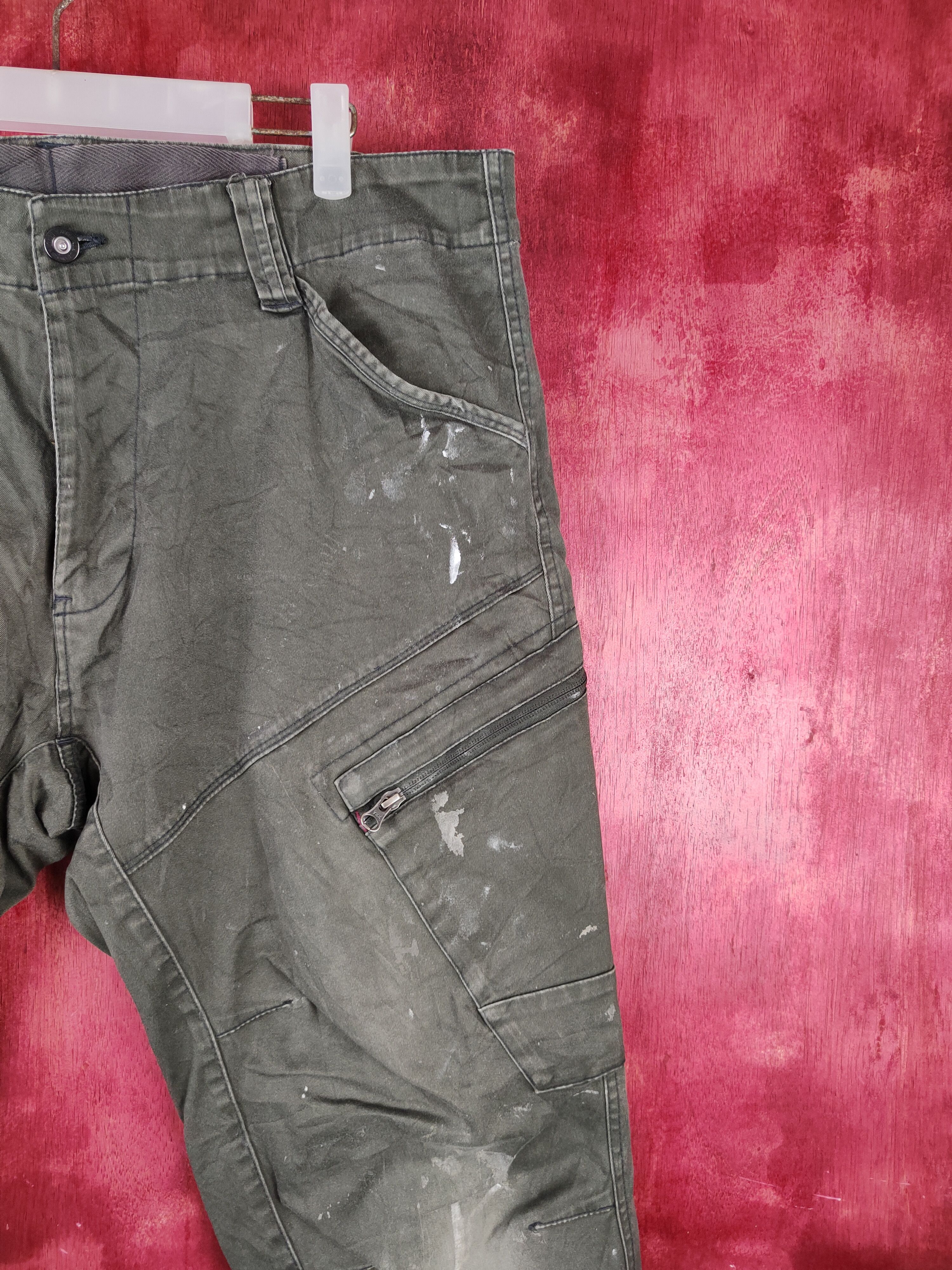 Japanese Brand Genba Dark Olive Multipocket Cargo Pants #S1285 Size US 37 - 5 Thumbnail
