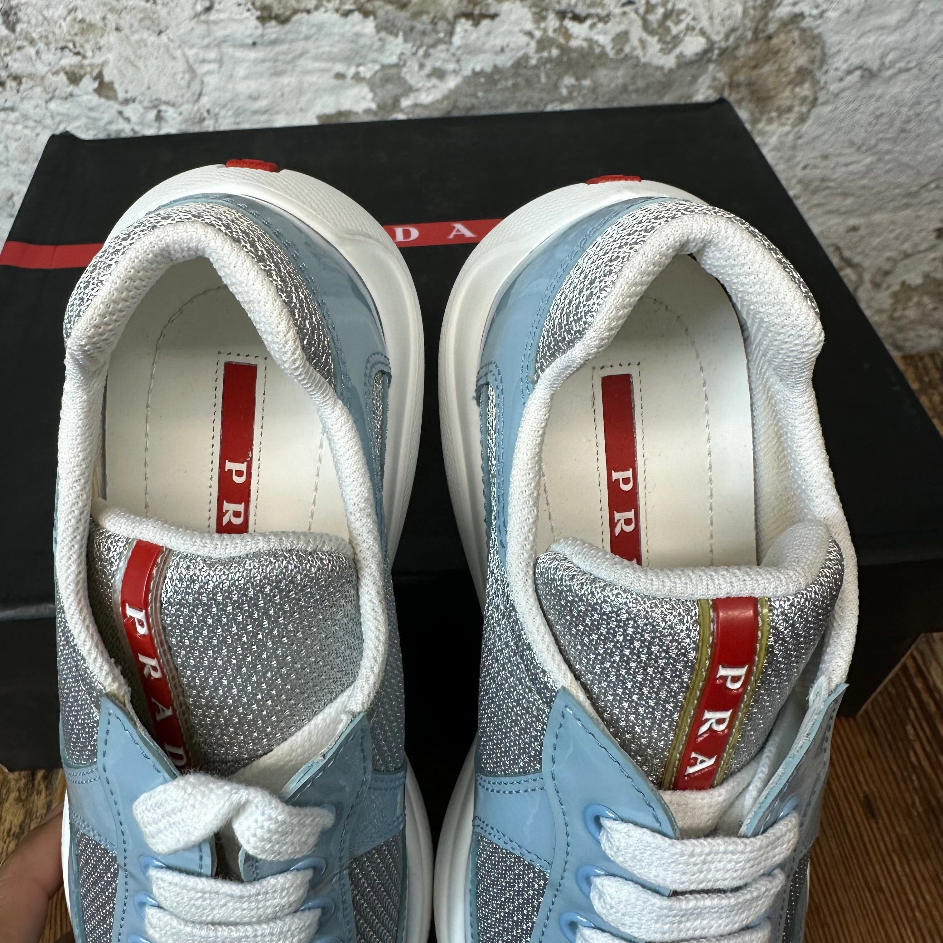 Prada Prada Americas Cup Light Blue Patent Sneaker Sz 5 (37) DS Size US 5 / EU 37 - 4 Thumbnail
