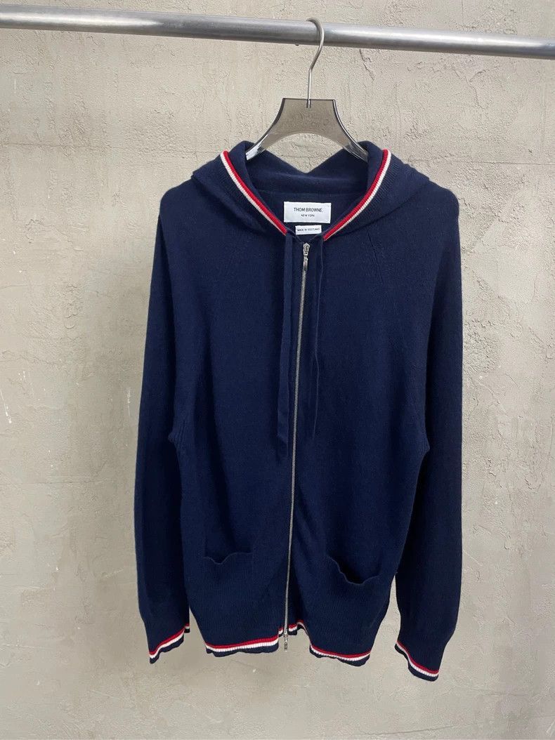 Thom Browne Thom browne Dark blue rare color stripe pure cashmere zippe Size US L / EU 52-54 / 3 - 1 Thumbnail