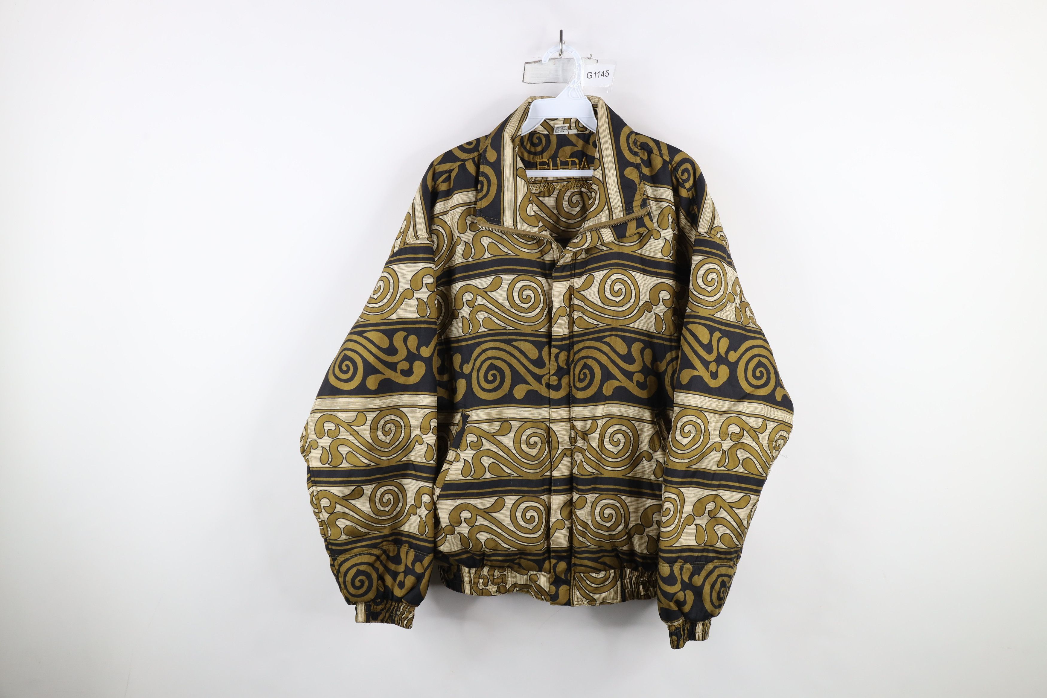 Vintage Vintage 90s Streetwear Striped Silk Bomber Jacket Gold Size M / US 6-8 / IT 42-44 - 1 Thumbnail