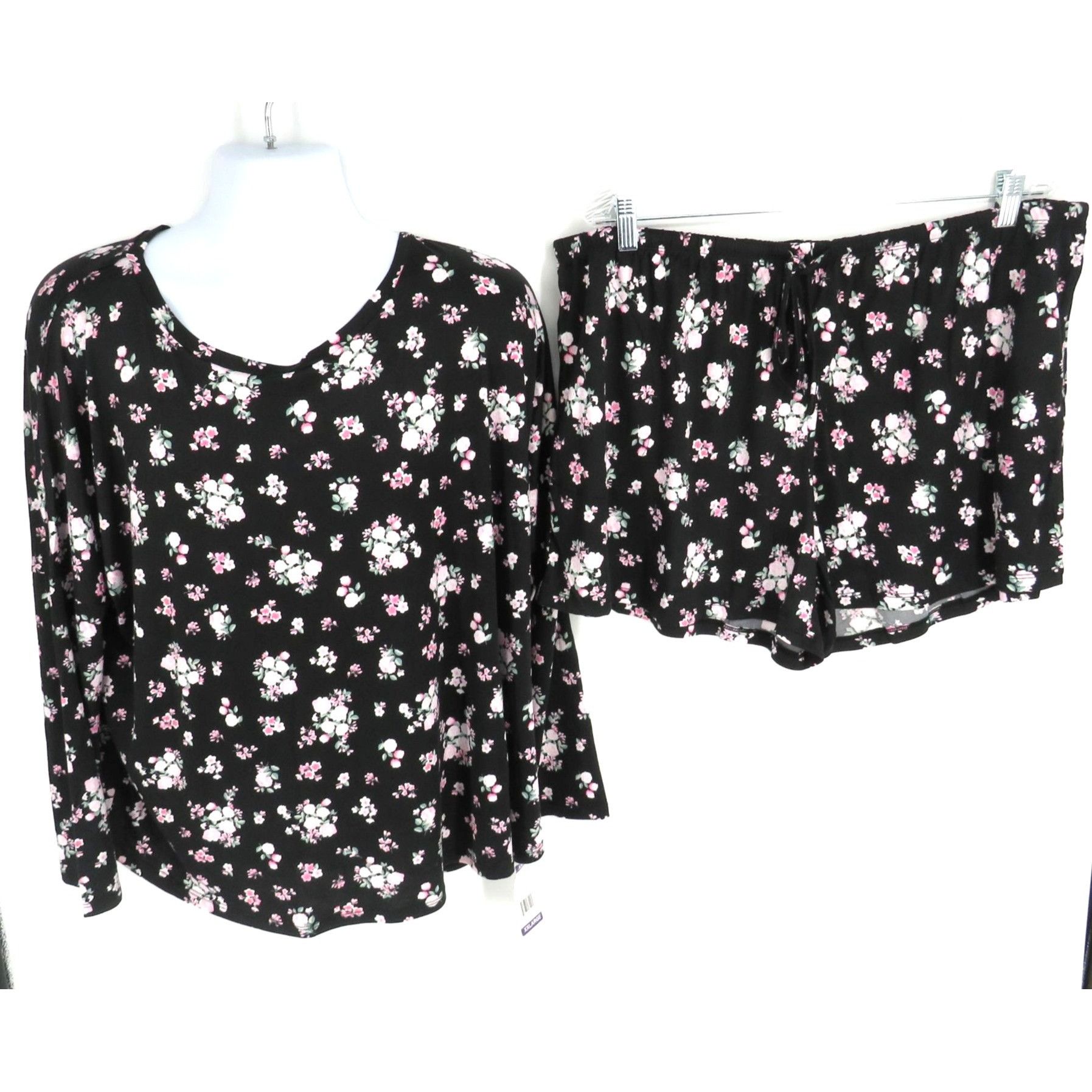 Other Flora Nikrooz XXL Floral Pajama Set Black With Pink & White Size ONE SIZE - 1 Thumbnail