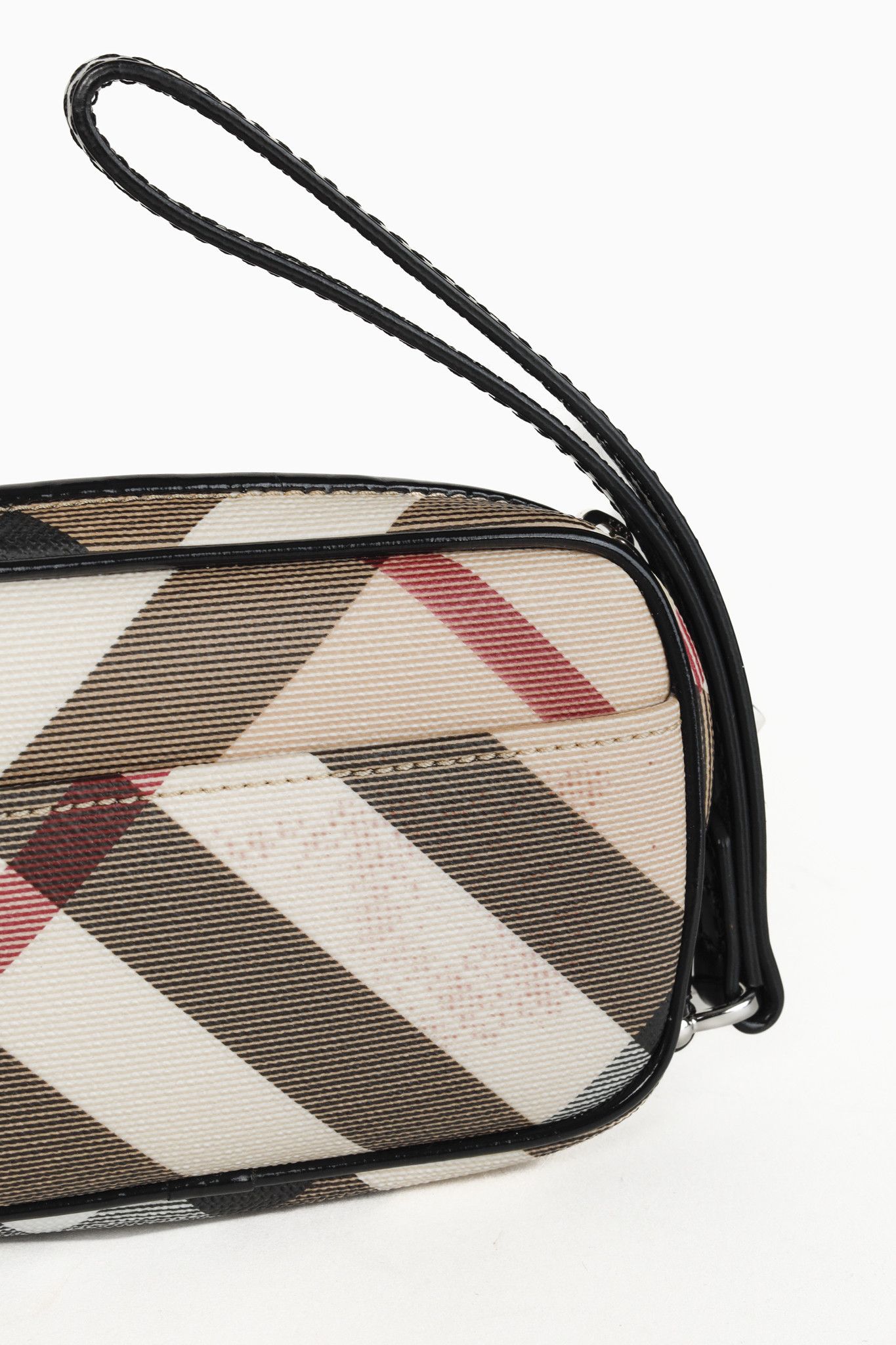 Burberry Burberry Black Patent Trim Nova Check Camera Pouch Wristlet Size ONE SIZE - 4 Thumbnail