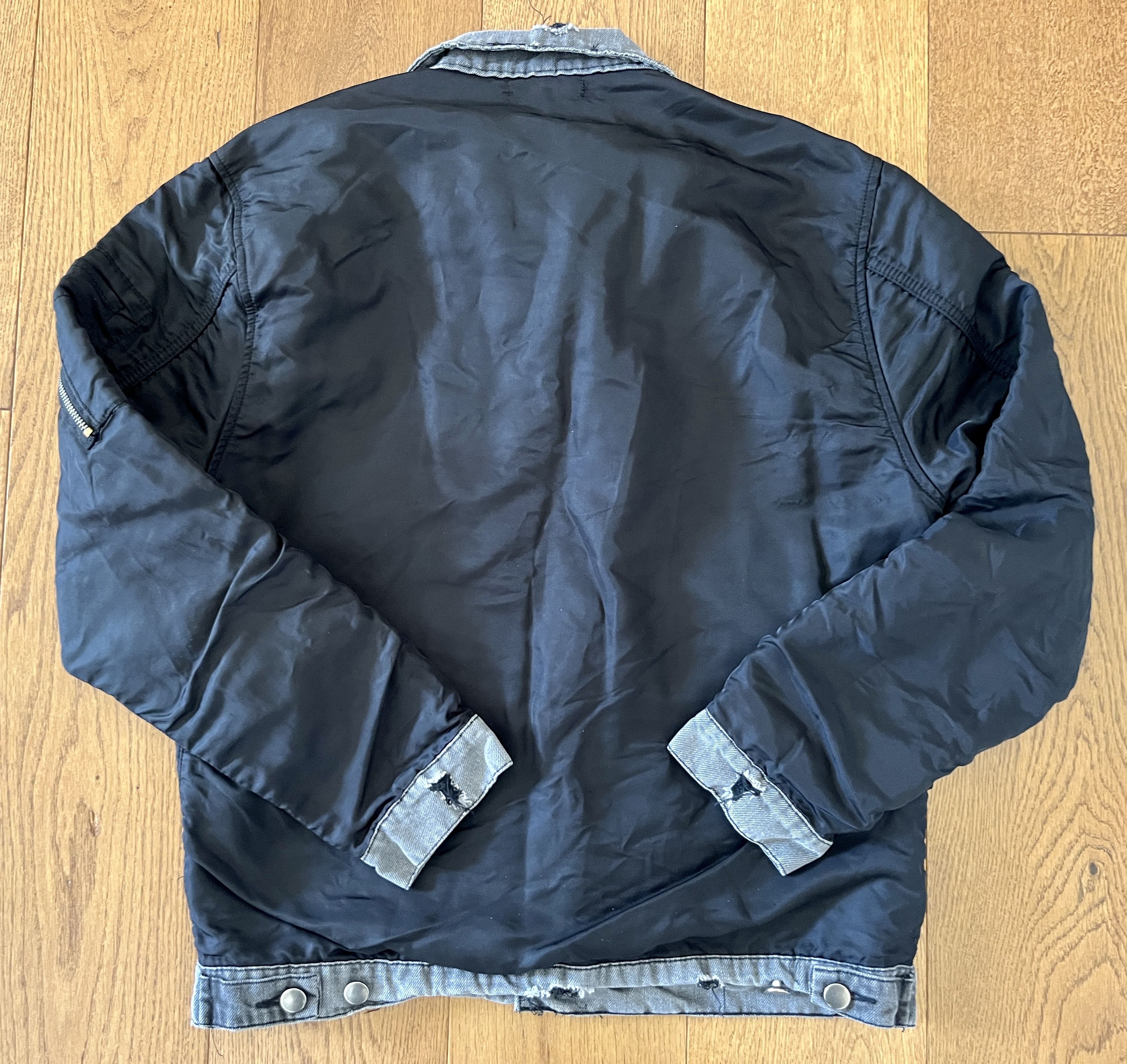 Elwood Elwood Distressed Hybrid Denim MA-1 Bomber Jacket Mens M Size US M / EU 48-50 / 2 - 6 Thumbnail