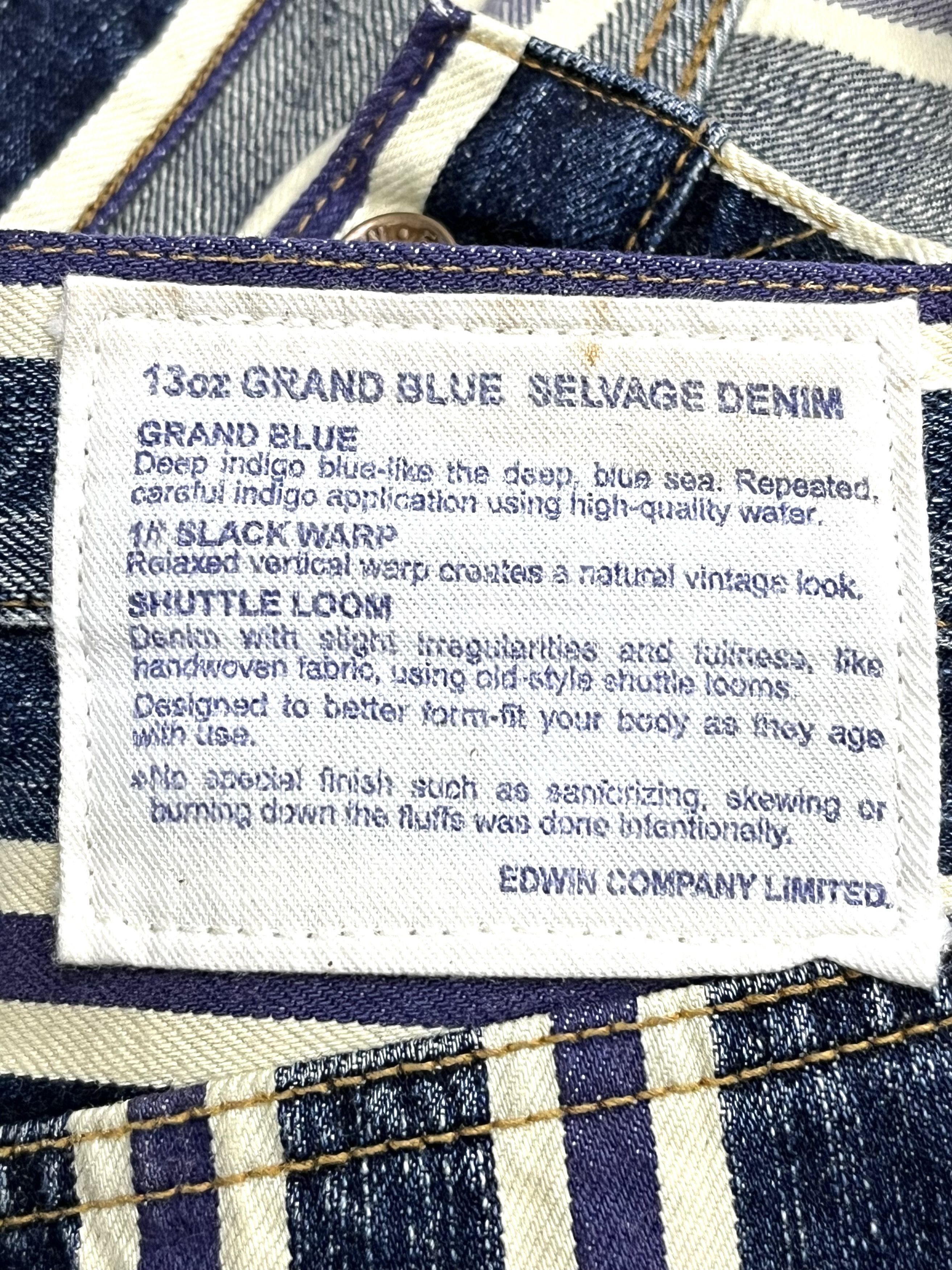 Edwin FYE🔥Vintage EDWIN 13oz GRAND BLUE SELVEDGE DENIIM JAPAN Size US 30 / EU 46 - 20 Thumbnail