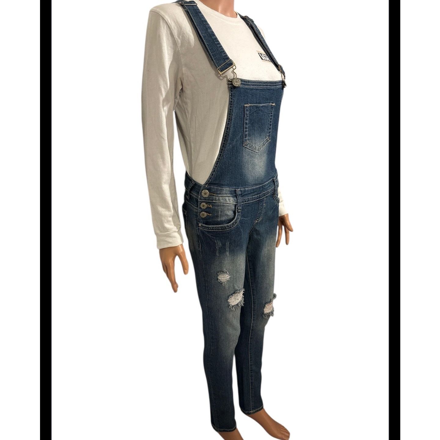 Almost Famous Almost Famous Blue Denim Overalls Juniors Size Small Size 27" / US 4 / IT 40 - 5 Thumbnail