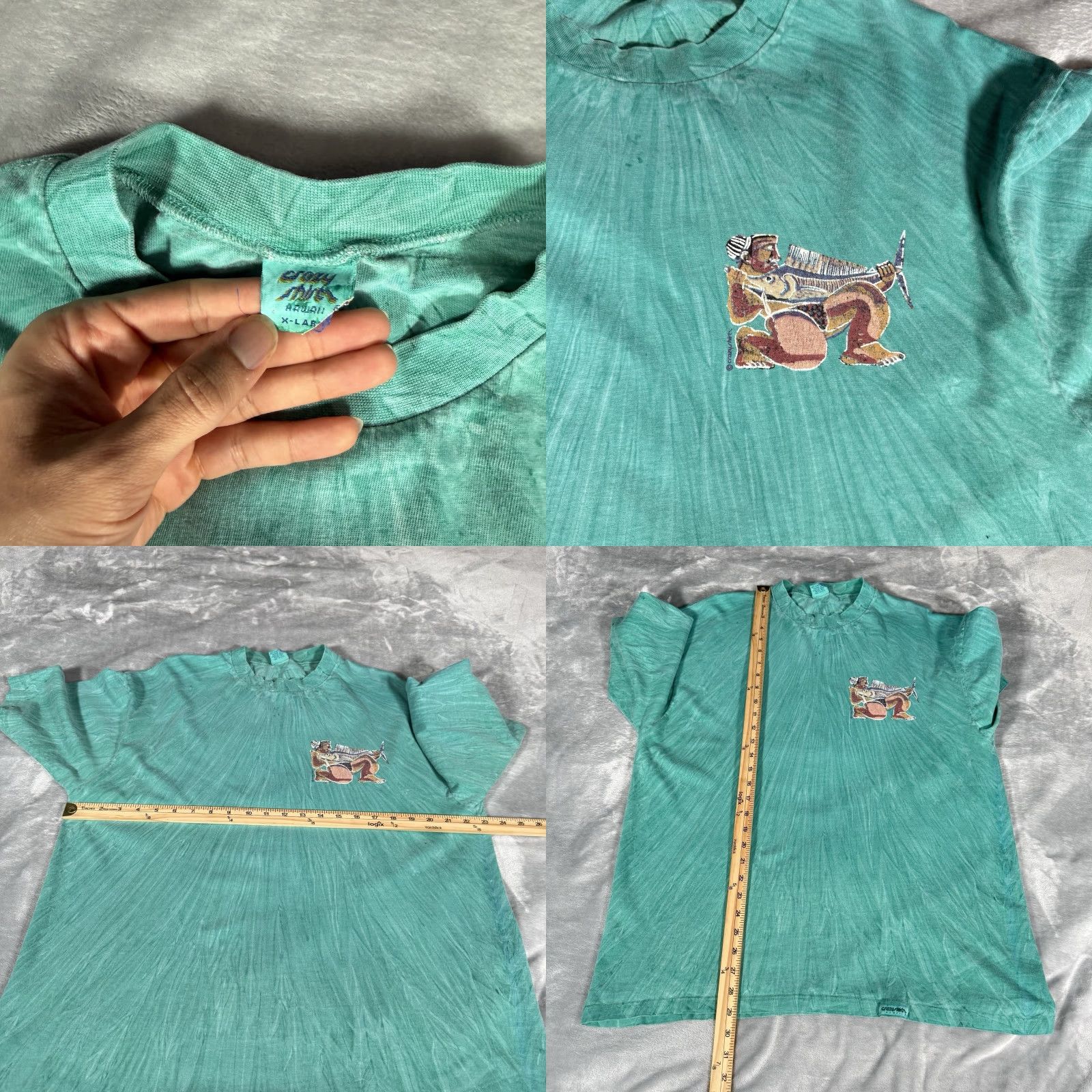 Vintage VINTAGE Crazy Shirts Hawaii Kauai Tie Dye T Shirt Mens XL Abstract Art Teal 90s Shirt Mens XL Green 90s Graphic Print Size US XL / EU 56 / 4 - 8 Thumbnail