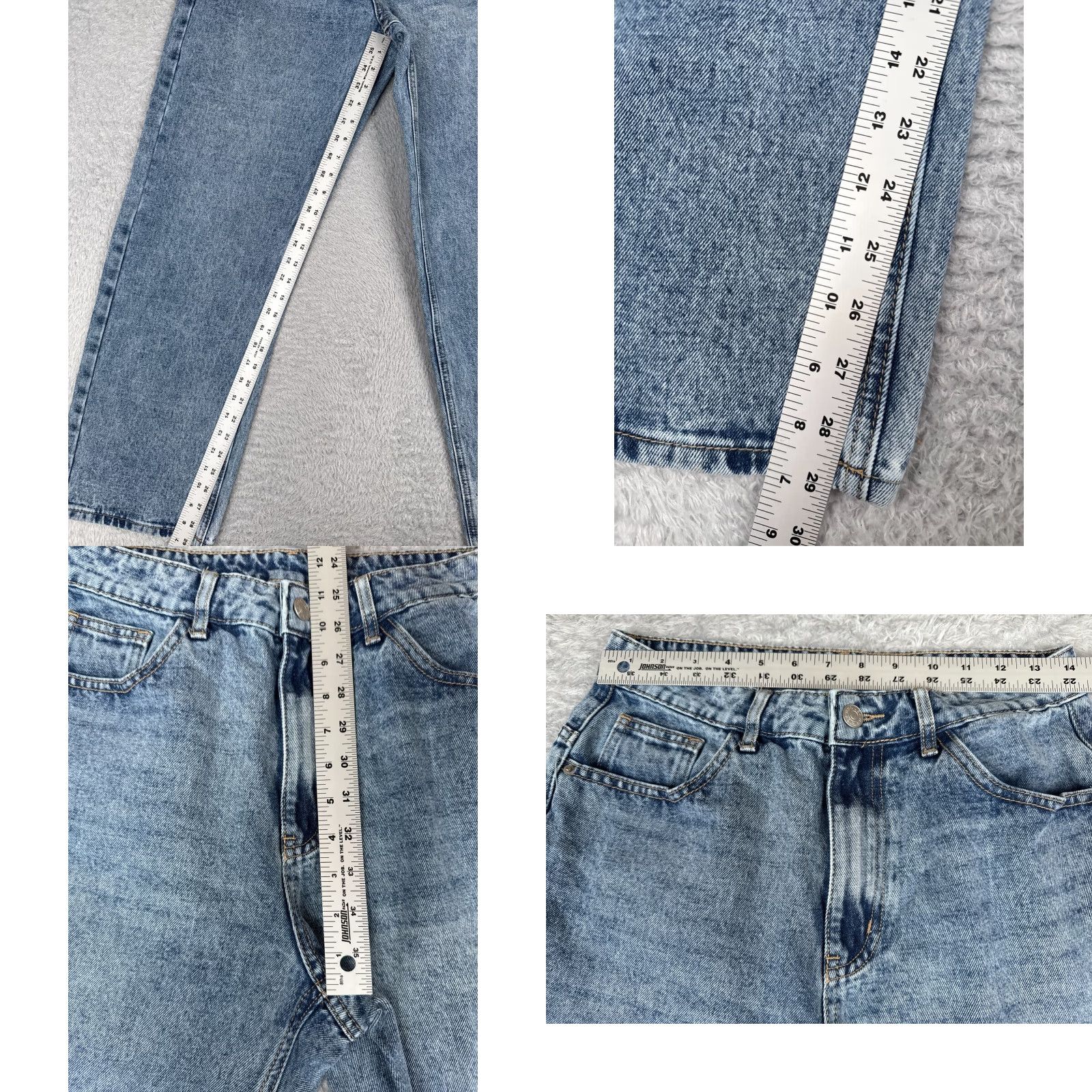 Shein SheIn Jeans Women 29x29 Blue Denim Wide-Leg High Rise 5-Pocket Button Zip Cotton Blend Retro 90s Womens Size 29" - 8 Thumbnail
