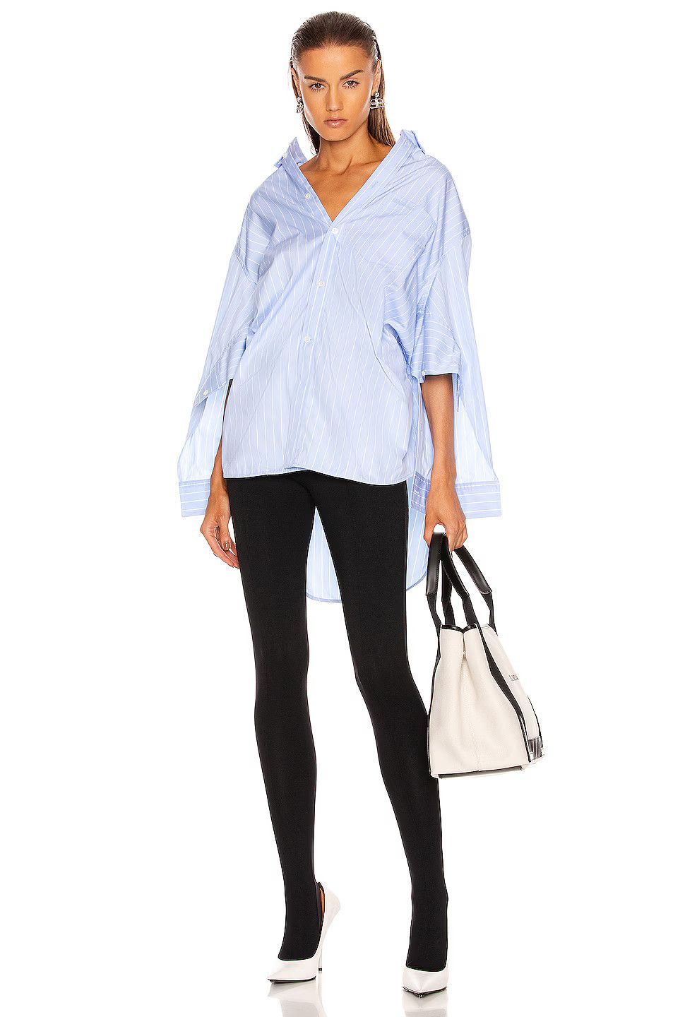 Balenciaga o1la1rc1a1024 Wing Pinstripe Shirt in Sky Blue/White Size XS / US 0-2 / IT 36-38 - 4 Thumbnail