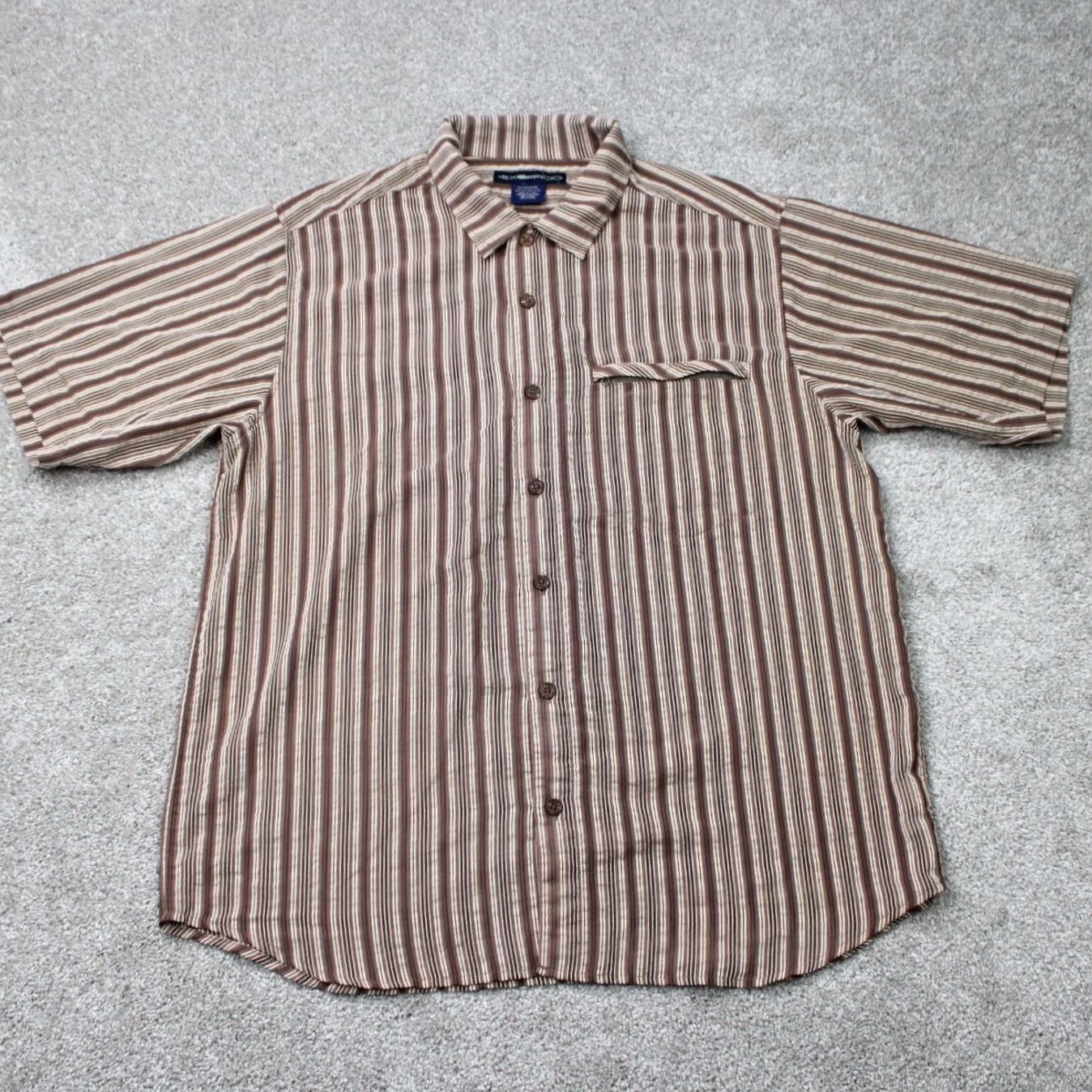 ExOfficio ExOfficio Shirt Mens XL Striped Brown/Tan Short Sleeve Button-Up Casual, Travel, Workwear, All Seasons, Breathable, Pockets Size US XL / EU 56 / 4 - 2 Thumbnail