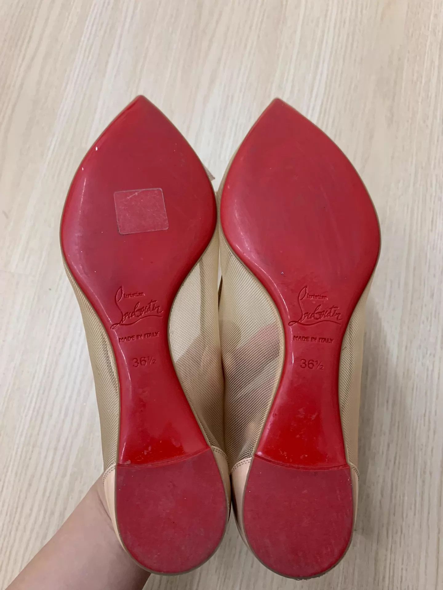 Christian Louboutin CL Nude Pink Tulle & Patent Leather Bow Flats Size US 6 / IT 36 - 5 Thumbnail