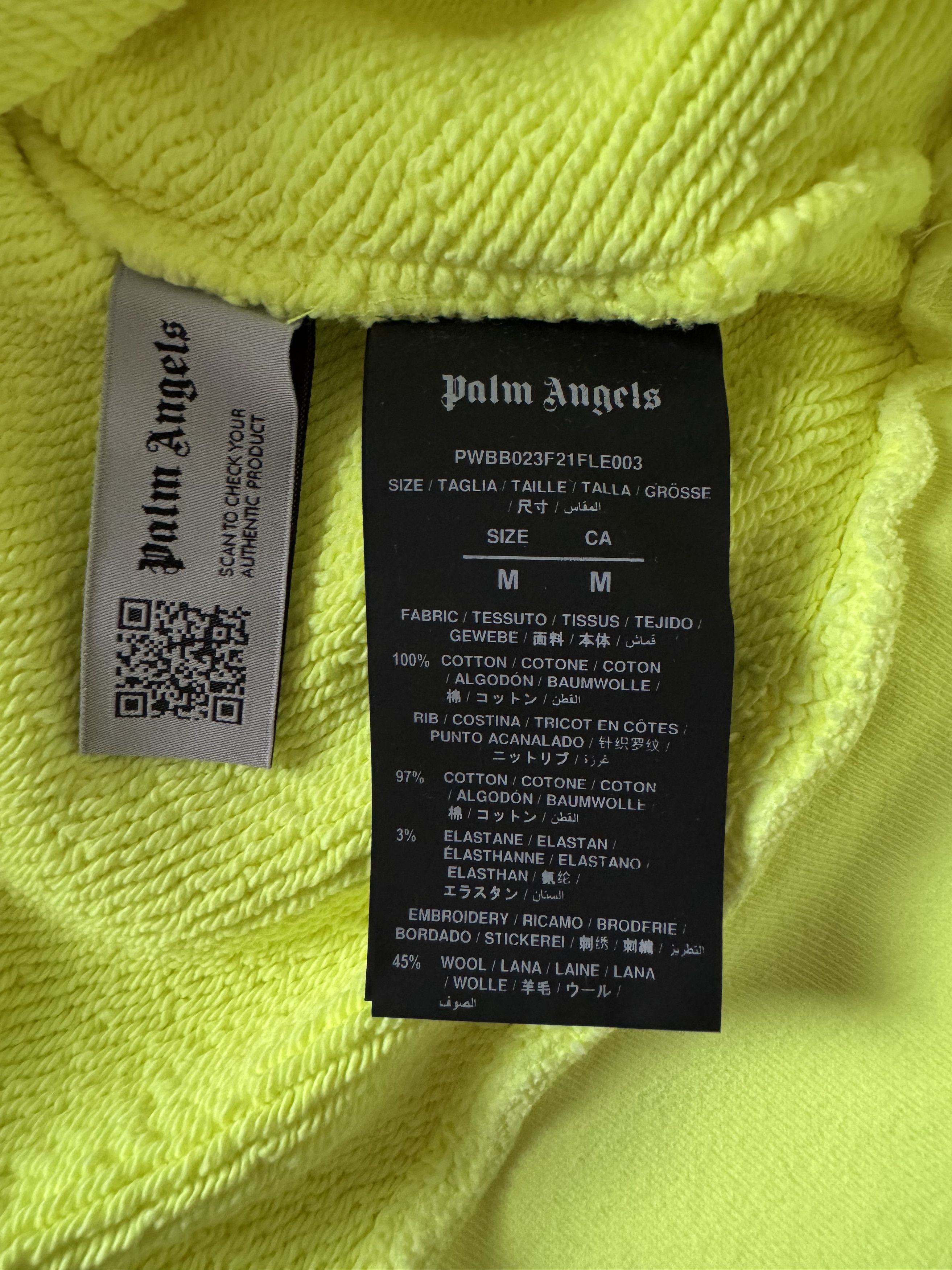 Palm Angels Bear Hoodie Sprayed Yellow Fluo