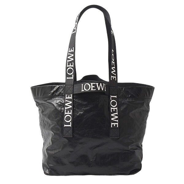 Loewe Loewe Fold Shopper Paper Calf Tote Bag Leather Tote Bag B507X23X01 in Black, Women's