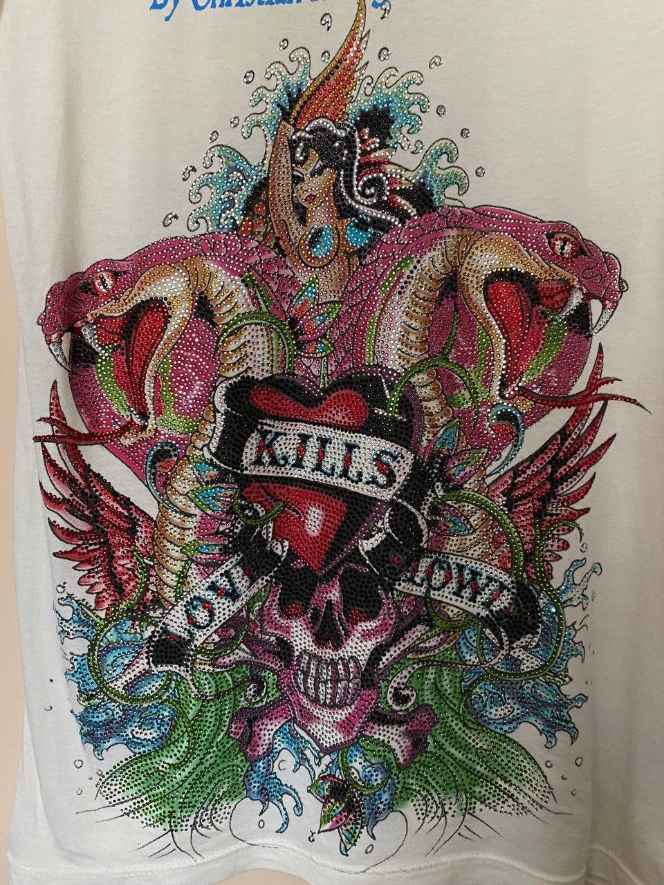 Ed Hardy Ed Hardy by Christian Audigier Love Kills Rhinestone T-Shirt Size US S / EU 44-46 / 1 - 2 Thumbnail