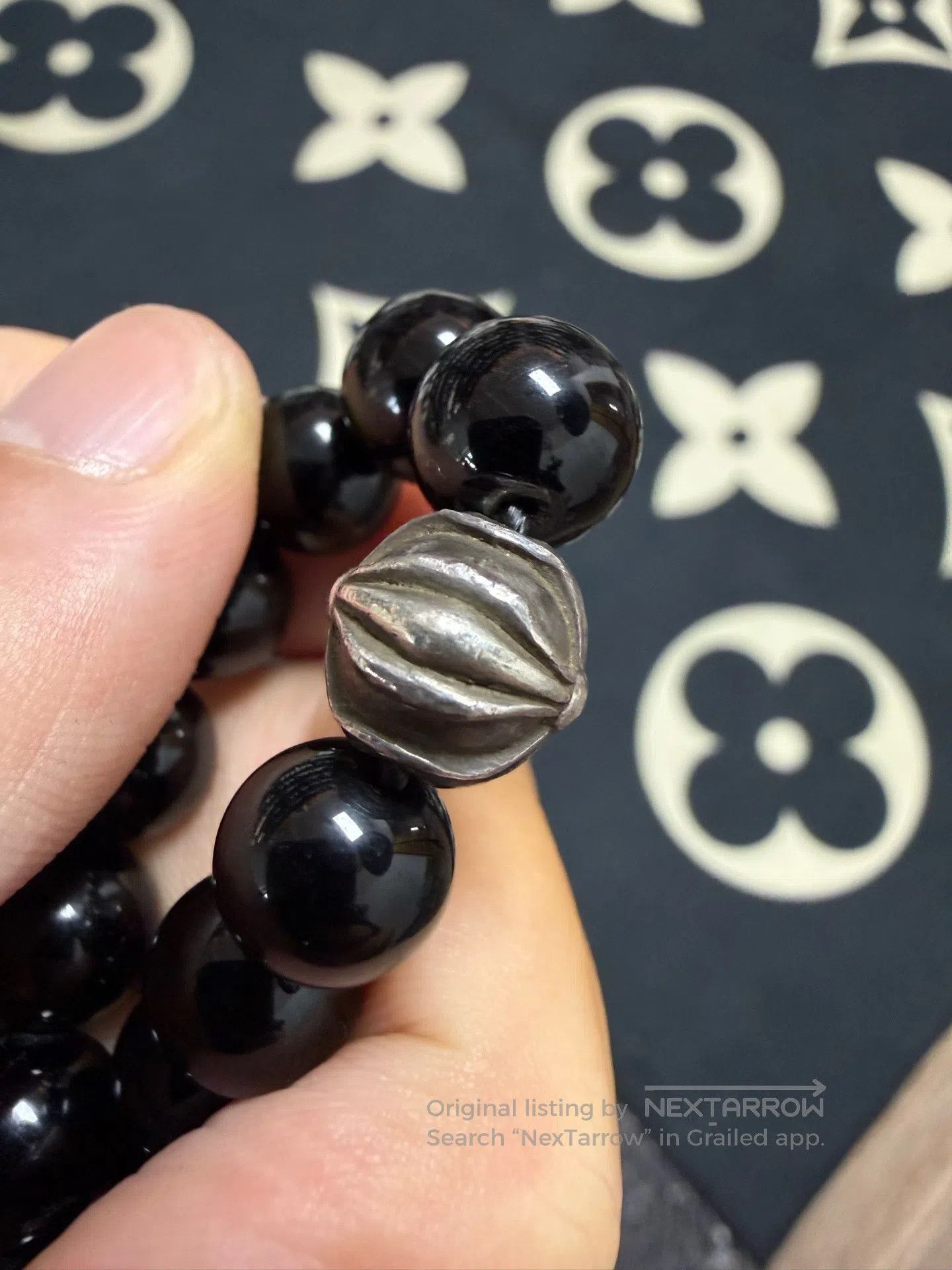 Chrome Hearts CHROME HEARTS Obsidian Double Silver Bead Bracelet| Size ONE SIZE - 4 Thumbnail