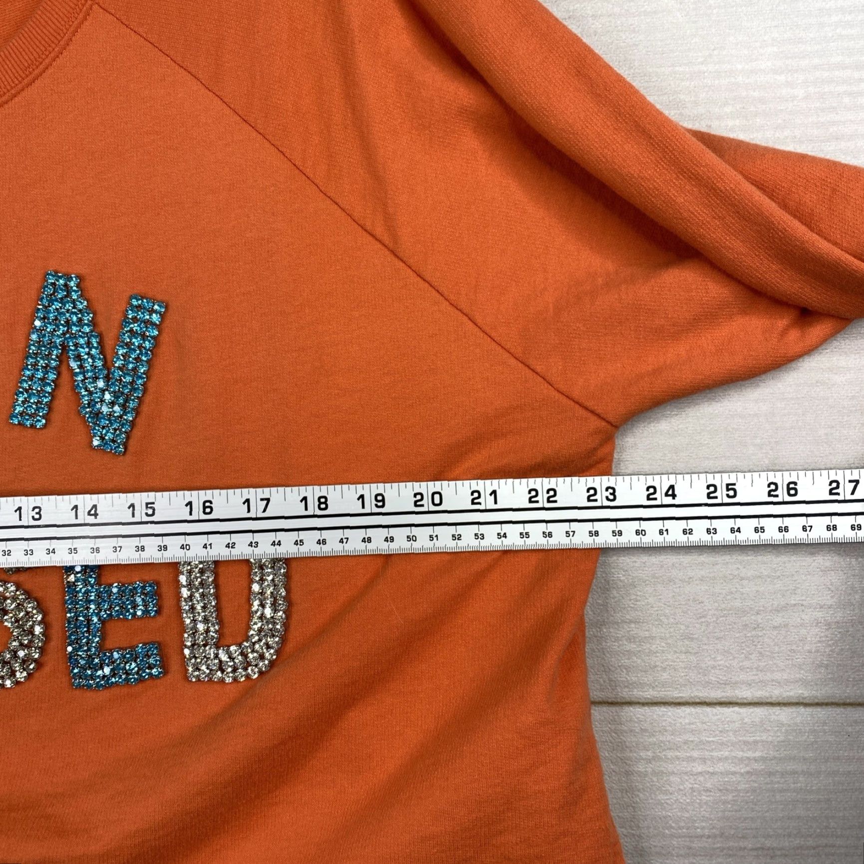Vintage VINTAGE Judith March Sweatshirt Womens L Orange "Sun Kissed" Sequin Bling Oversized Crop Size L / US 10 / IT 46 - 6 Thumbnail