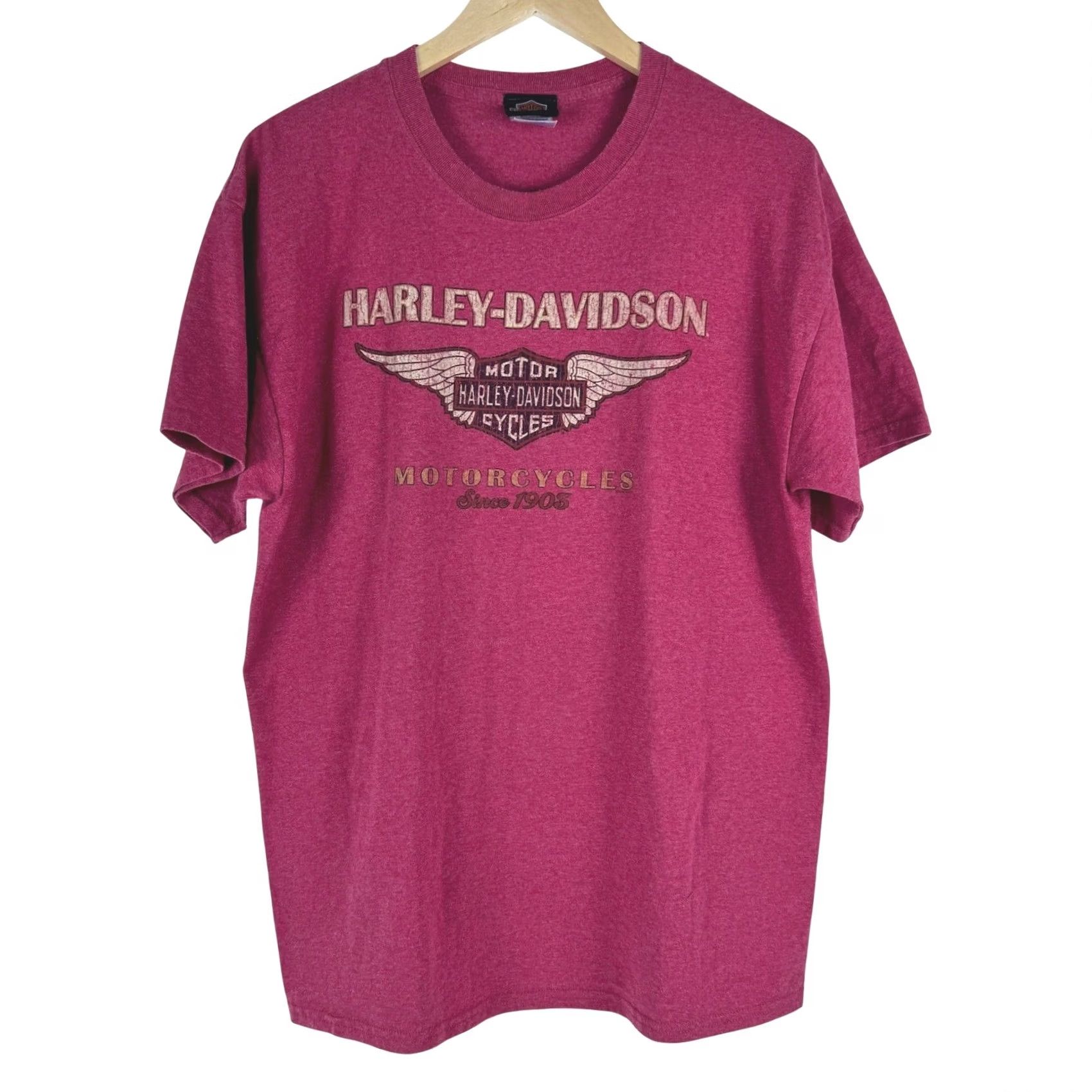 Harley Davidson Harley-Davidson Mens Graphic Tee Heather Red Wings Logo Short Sleeve L Size US 33 - 2 Thumbnail
