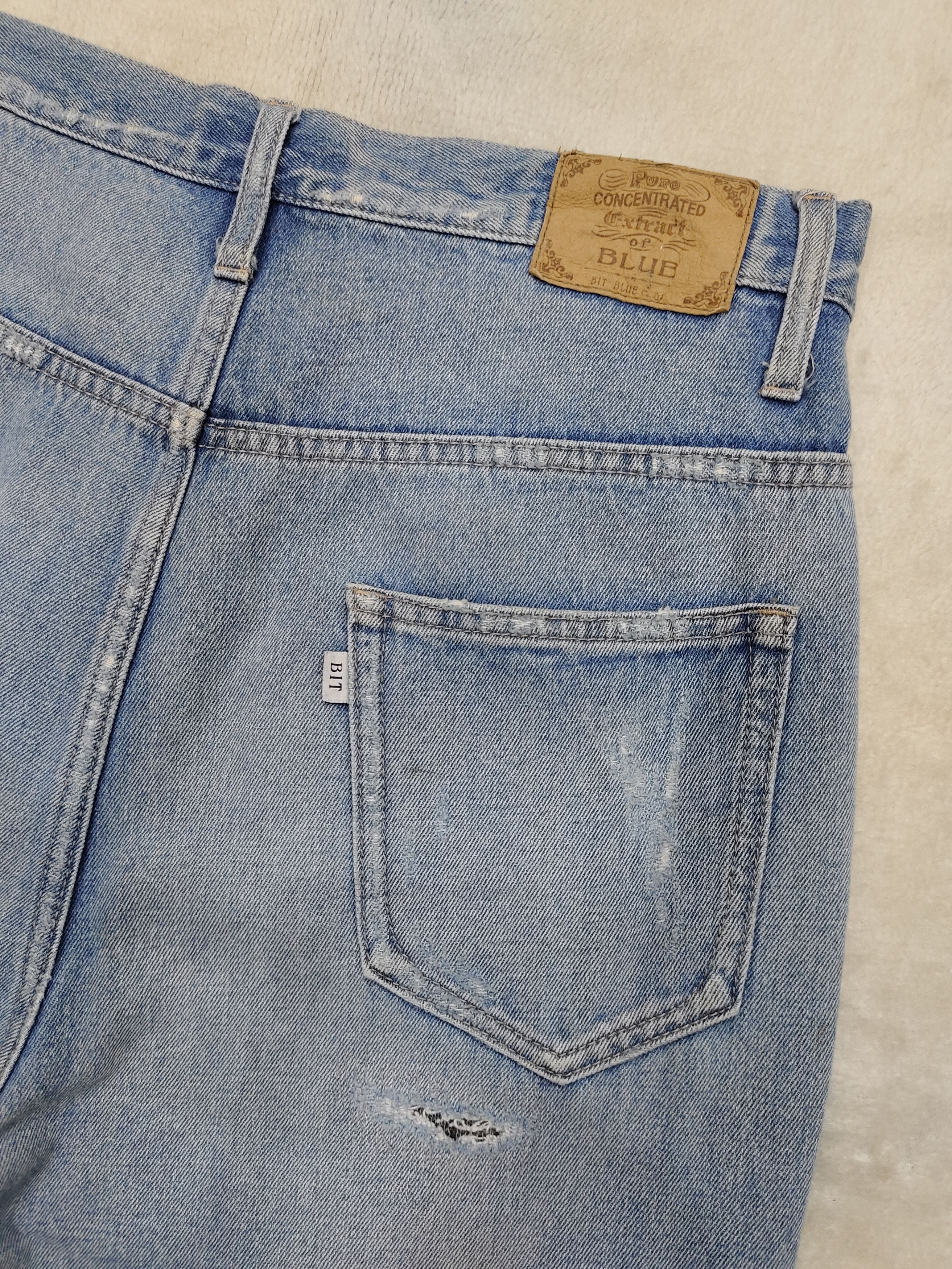 Japanese Brand SICK🇯🇵 Bit Blue 🇯🇵 Distressed Stitch Jeans Size US 33 - 5 Thumbnail